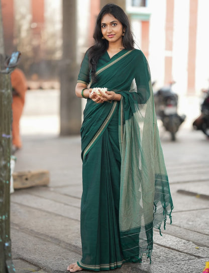 Fronlioz Handwoven Bliss Bengal Cotton Saree