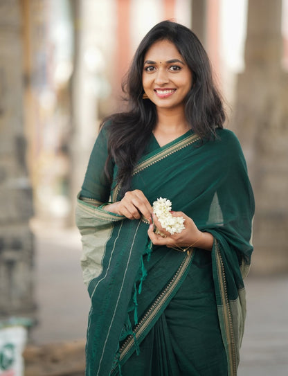 Fronlioz Handwoven Bliss Bengal Cotton Saree