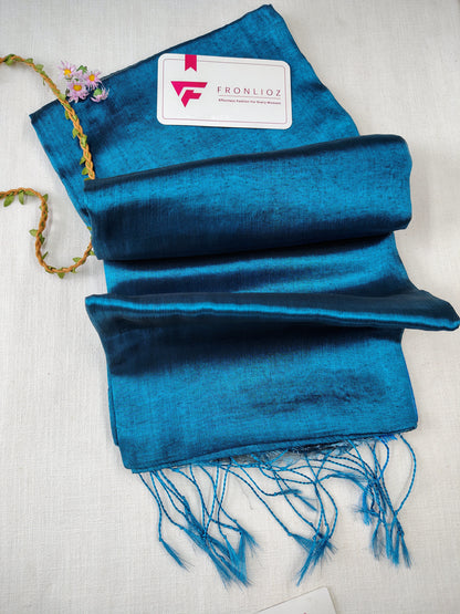 Teal Handloom Tissue Cotton Saree-Fronlioz