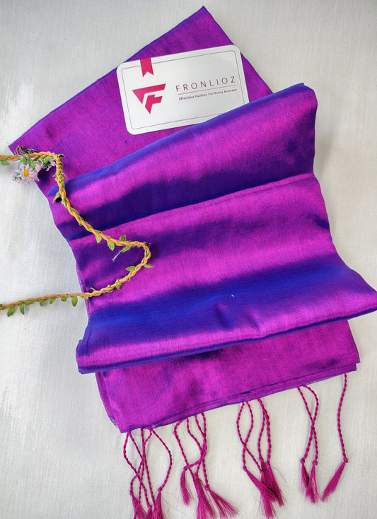 Purple Handloom Tissue Cotton Saree-Fronlioz