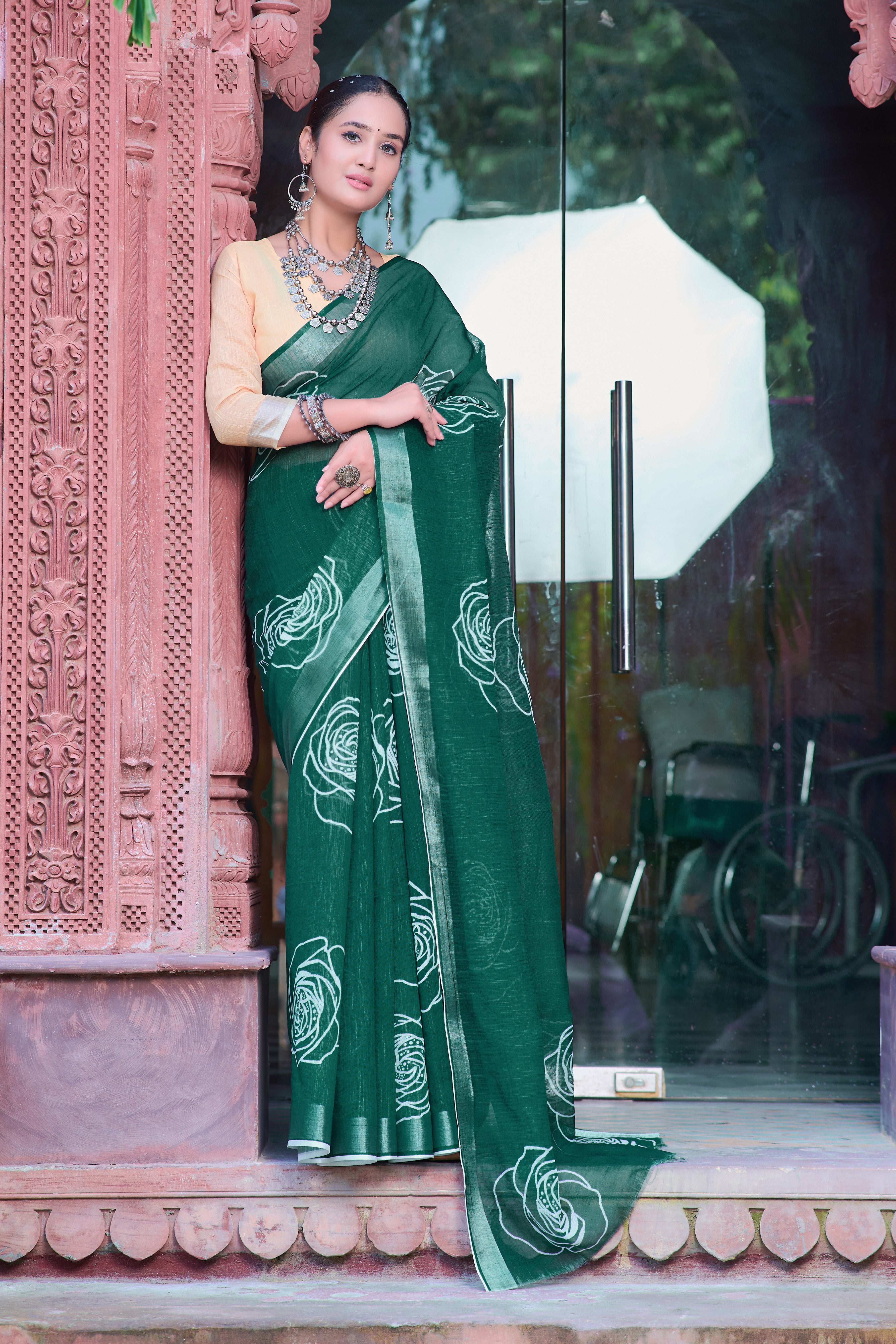 FANCY COTTON LINEN SAREE WITH SUPERB DIGITAL PRINT