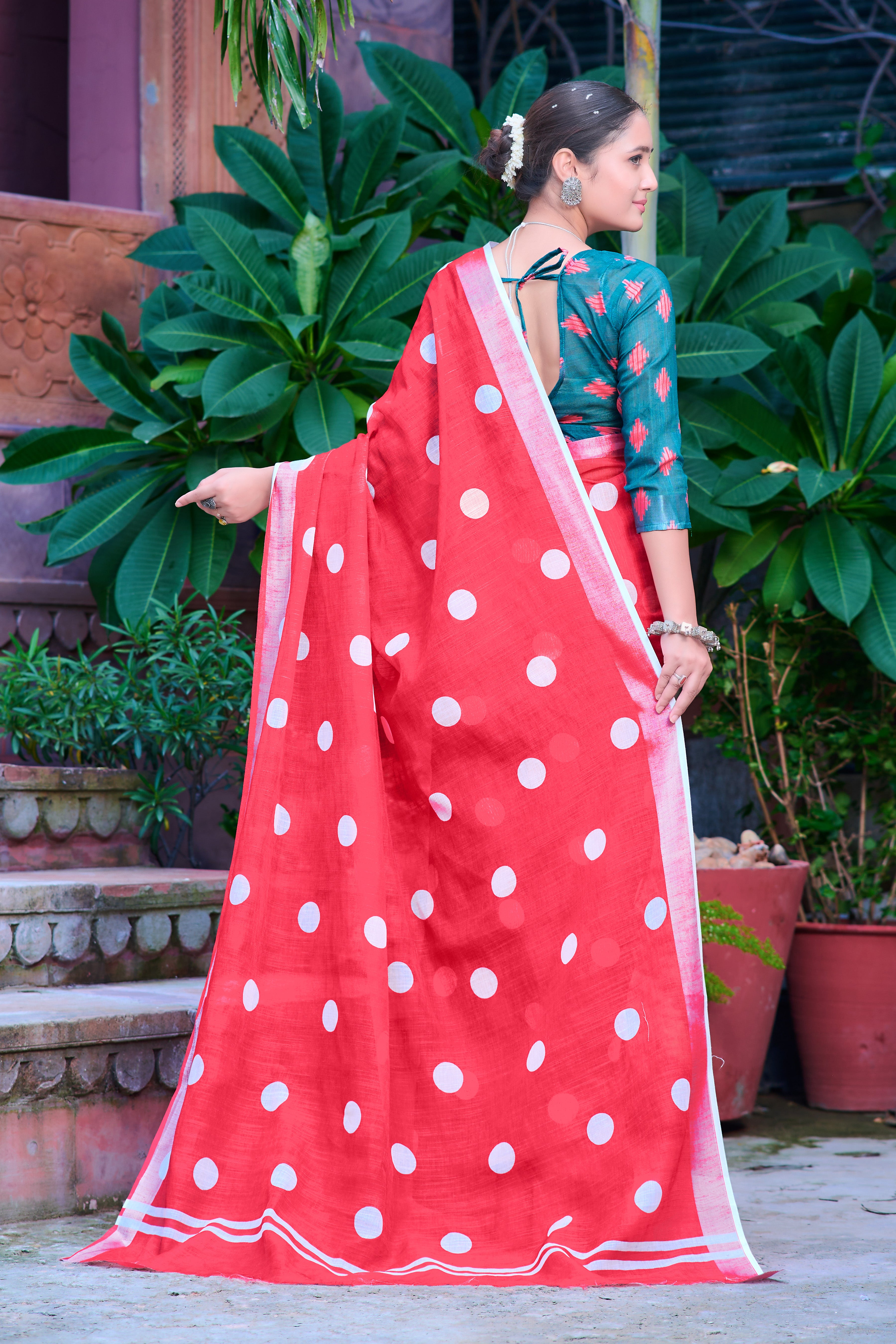 FANCY COTTON LINEN SAREE WITH SUPERB DIGITAL PRINT