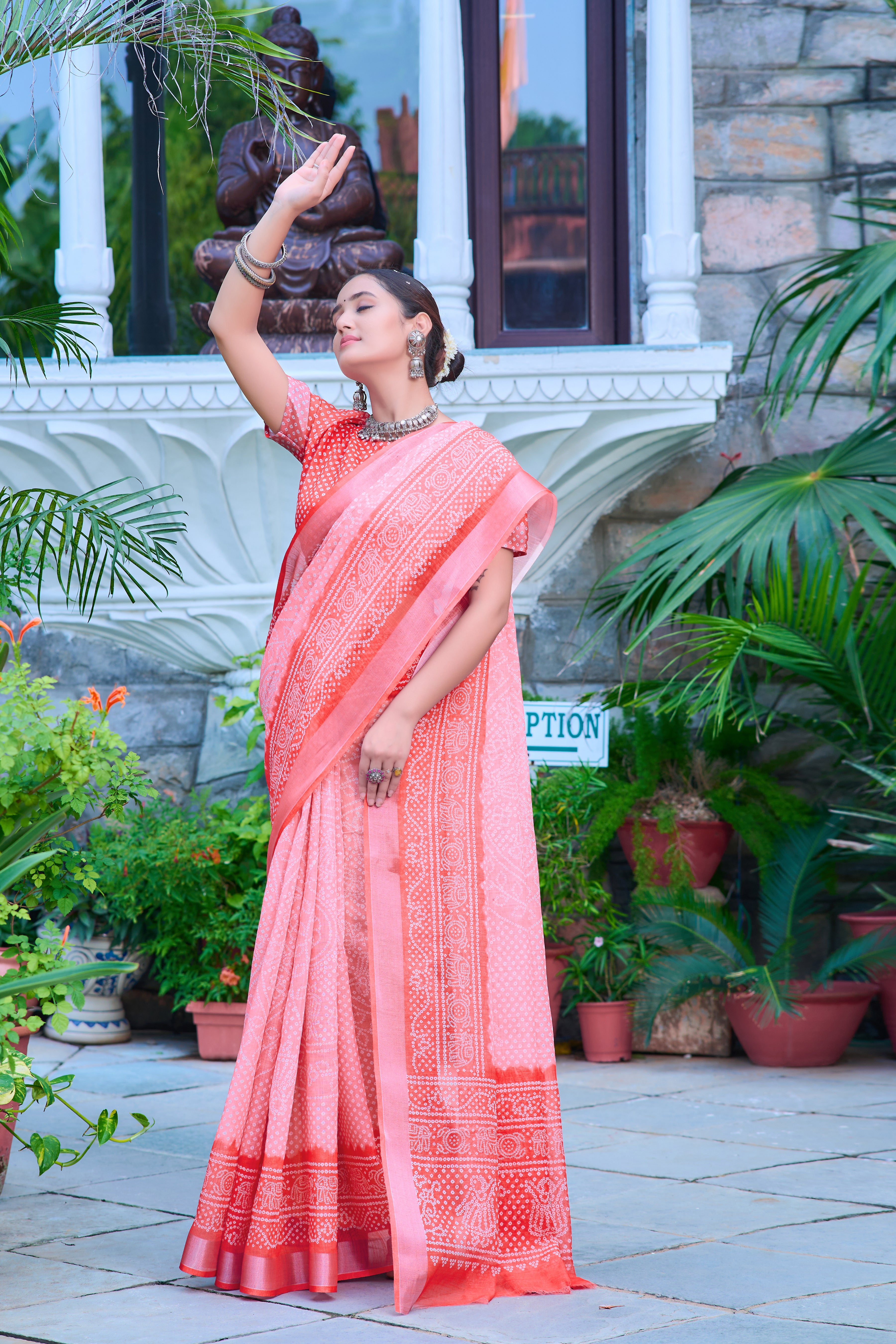 FANCY COTTON LINEN SAREE WITH SUPERB DIGITAL PRINT