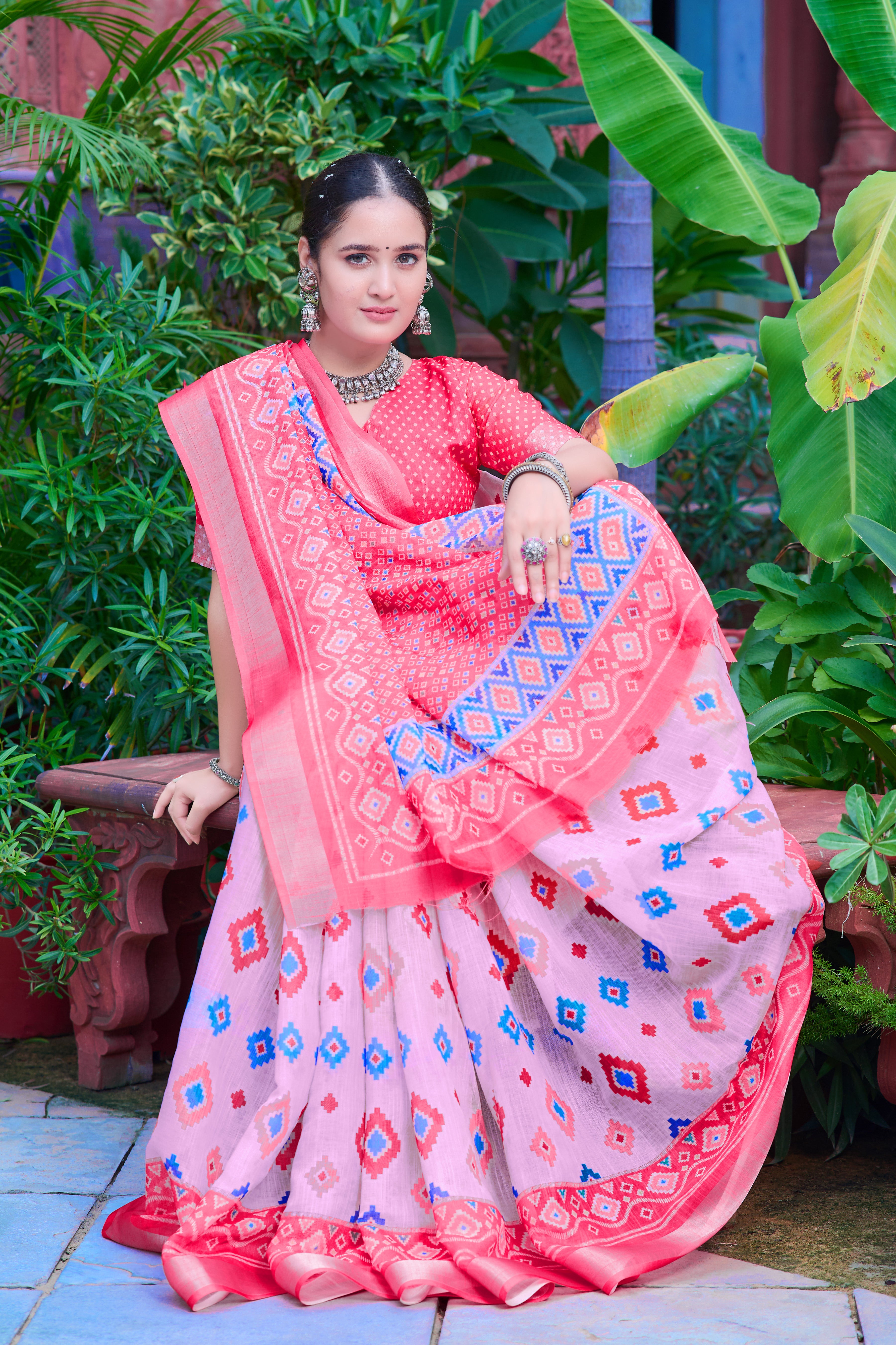 FANCY COTTON LINEN SAREE WITH SUPERB DIGITAL PRINT