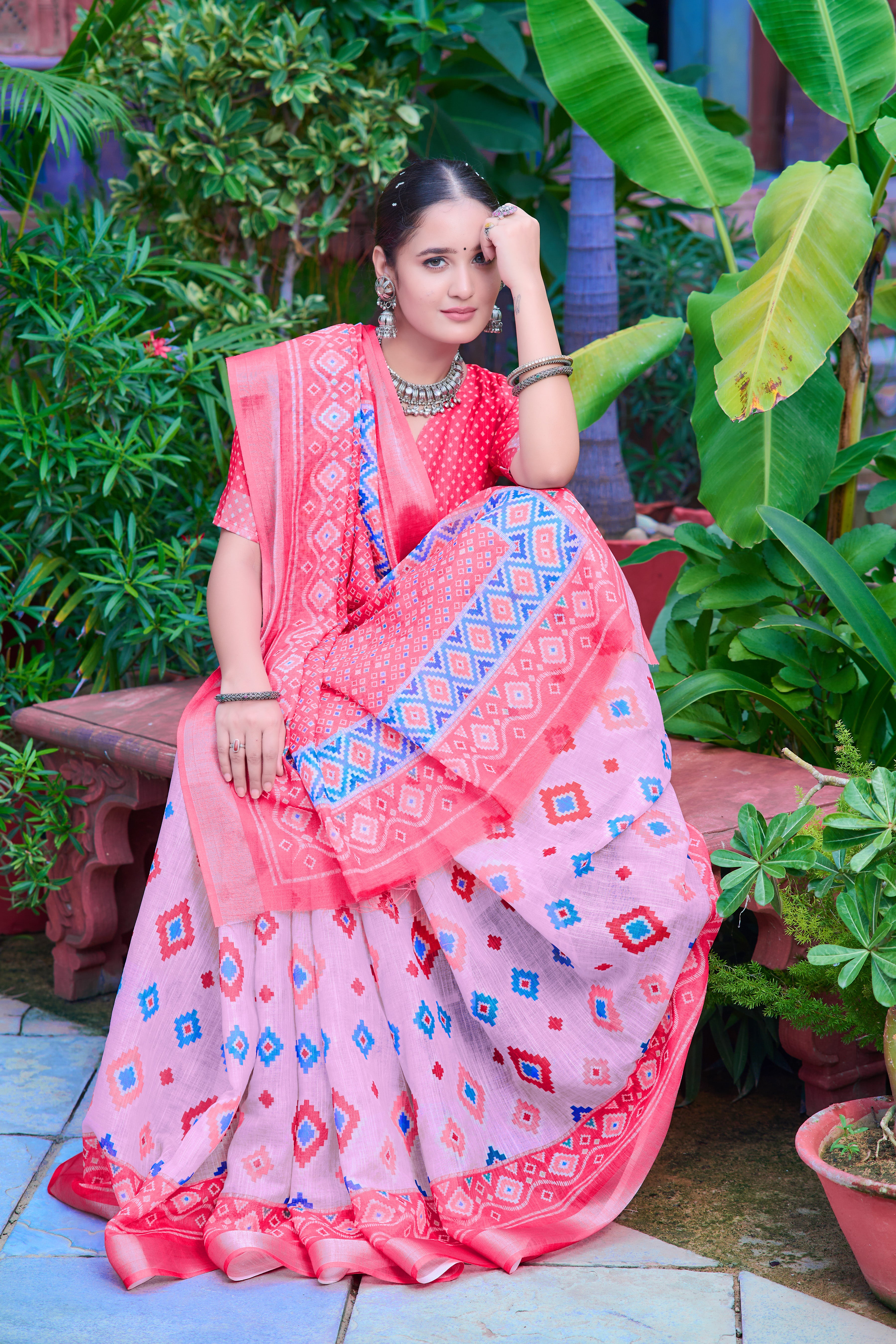 FANCY COTTON LINEN SAREE WITH SUPERB DIGITAL PRINT