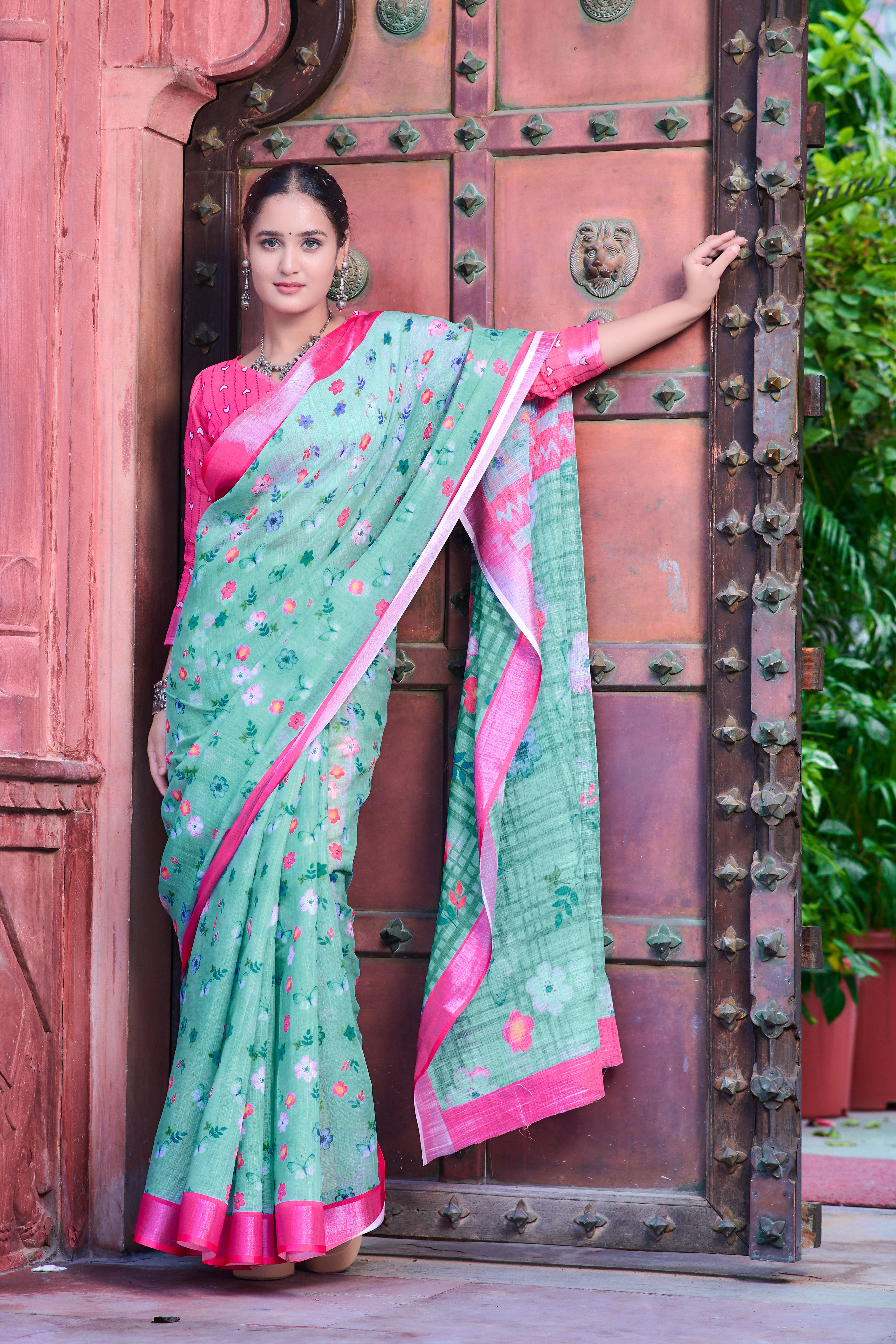 FANCY COTTON LINEN SAREE WITH SUPERB DIGITAL PRINT