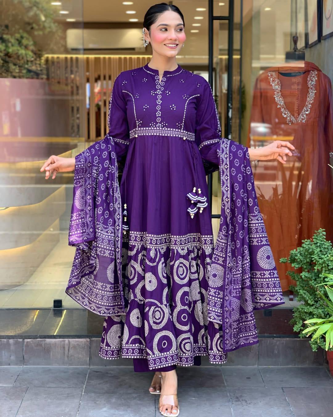Most Delightful Mal Cotton Embroidery Suit Set