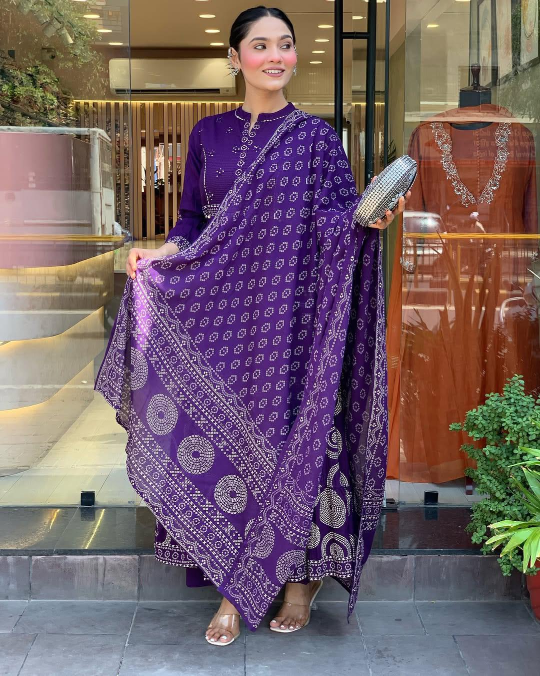 Most Delightful Mal Cotton Embroidery Suit Set