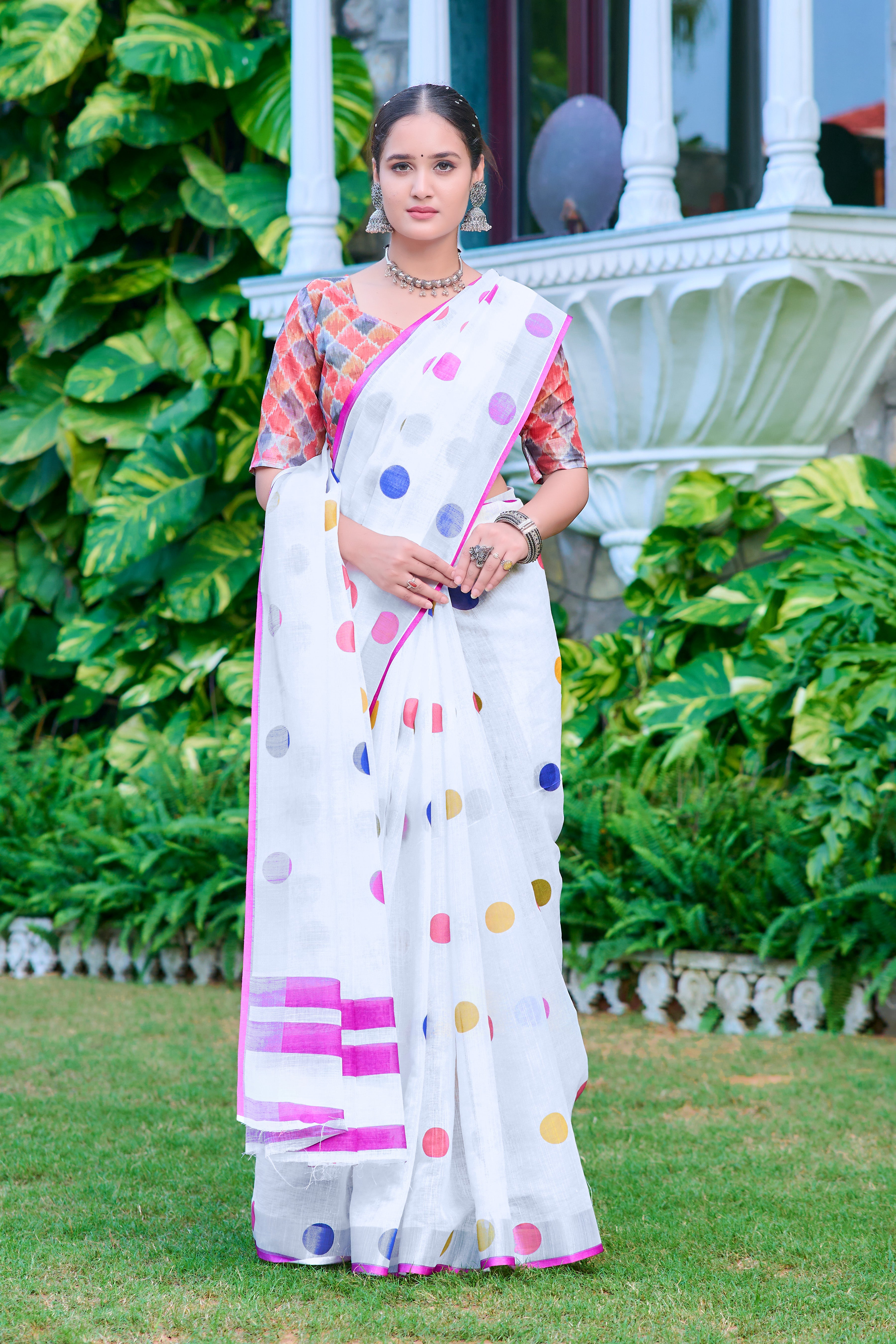 FANCY COTTON LINEN SAREE WITH SUPERB DIGITAL PRINT