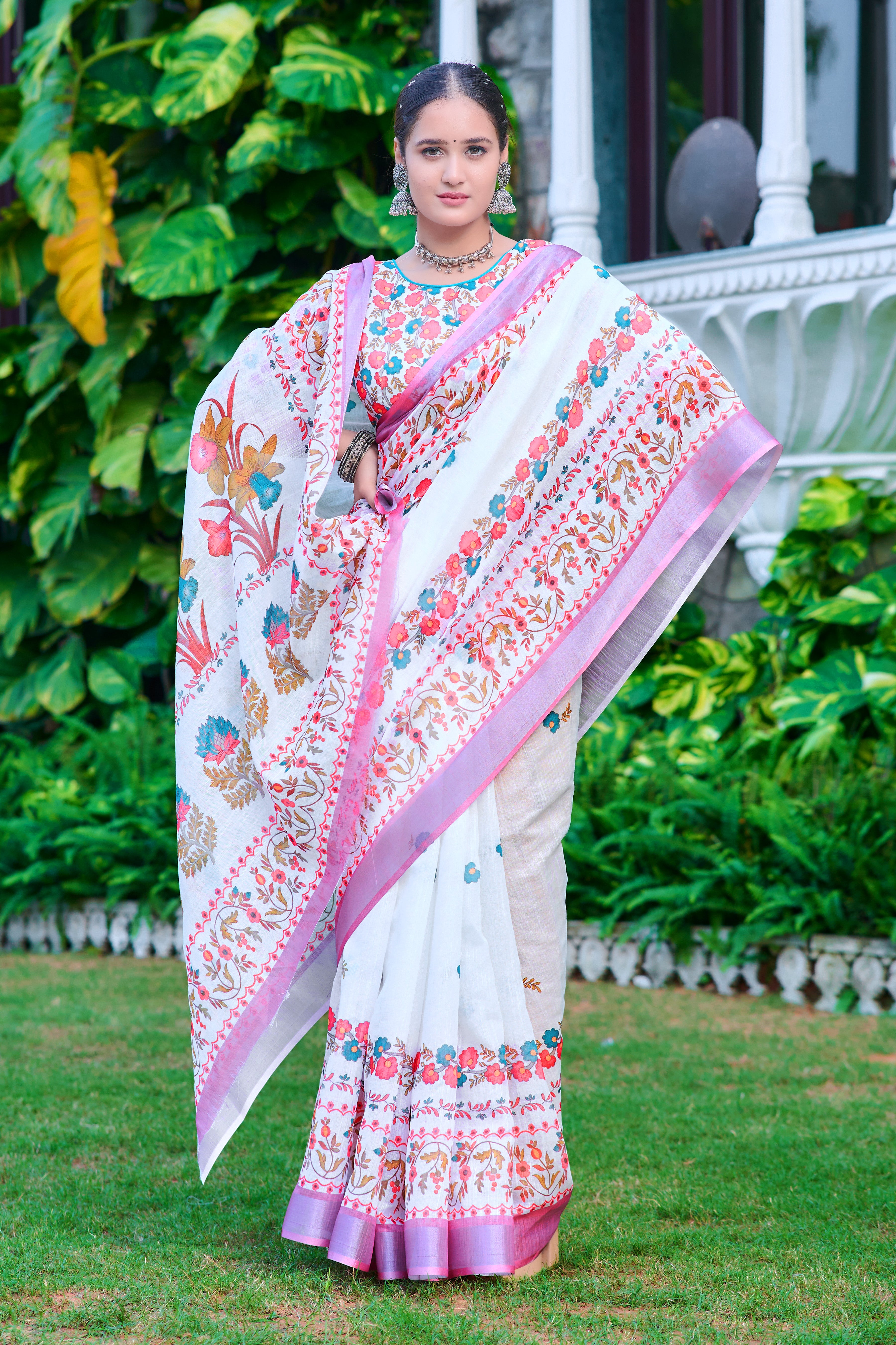 FANCY COTTON LINEN SAREE WITH SUPERB DIGITAL PRINT