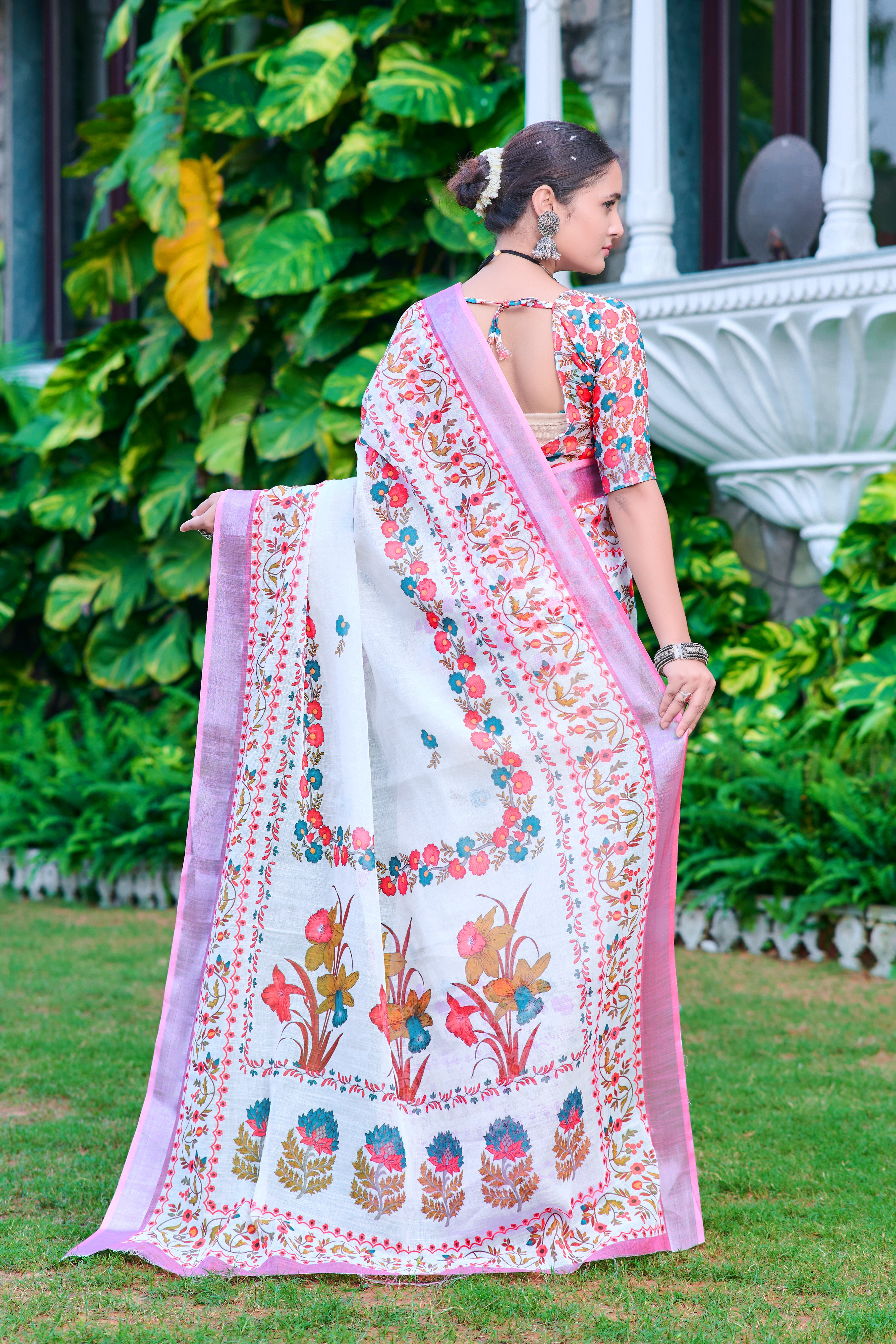 FANCY COTTON LINEN SAREE WITH SUPERB DIGITAL PRINT