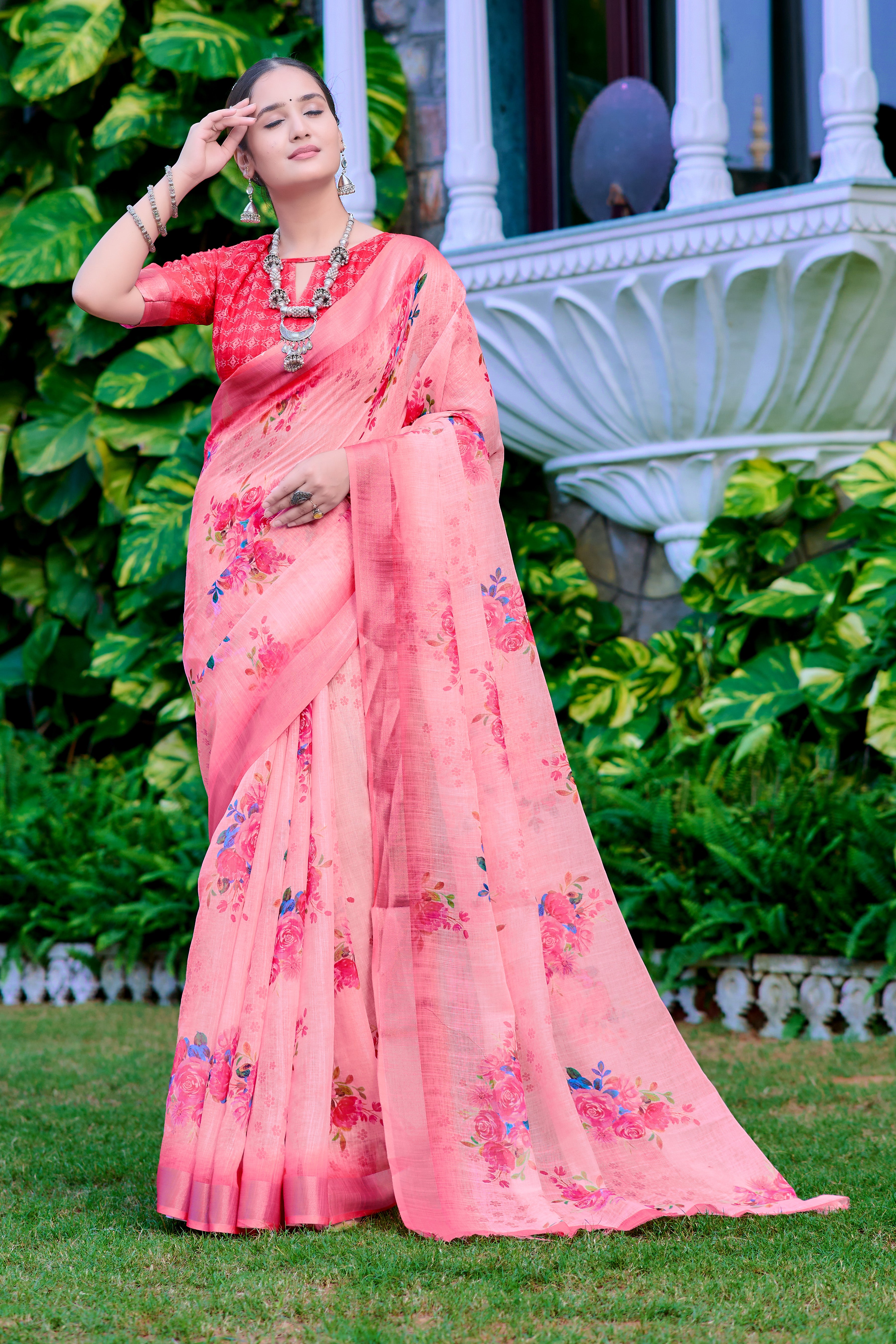 FANCY COTTON LINEN SAREE WITH SUPERB DIGITAL PRINT