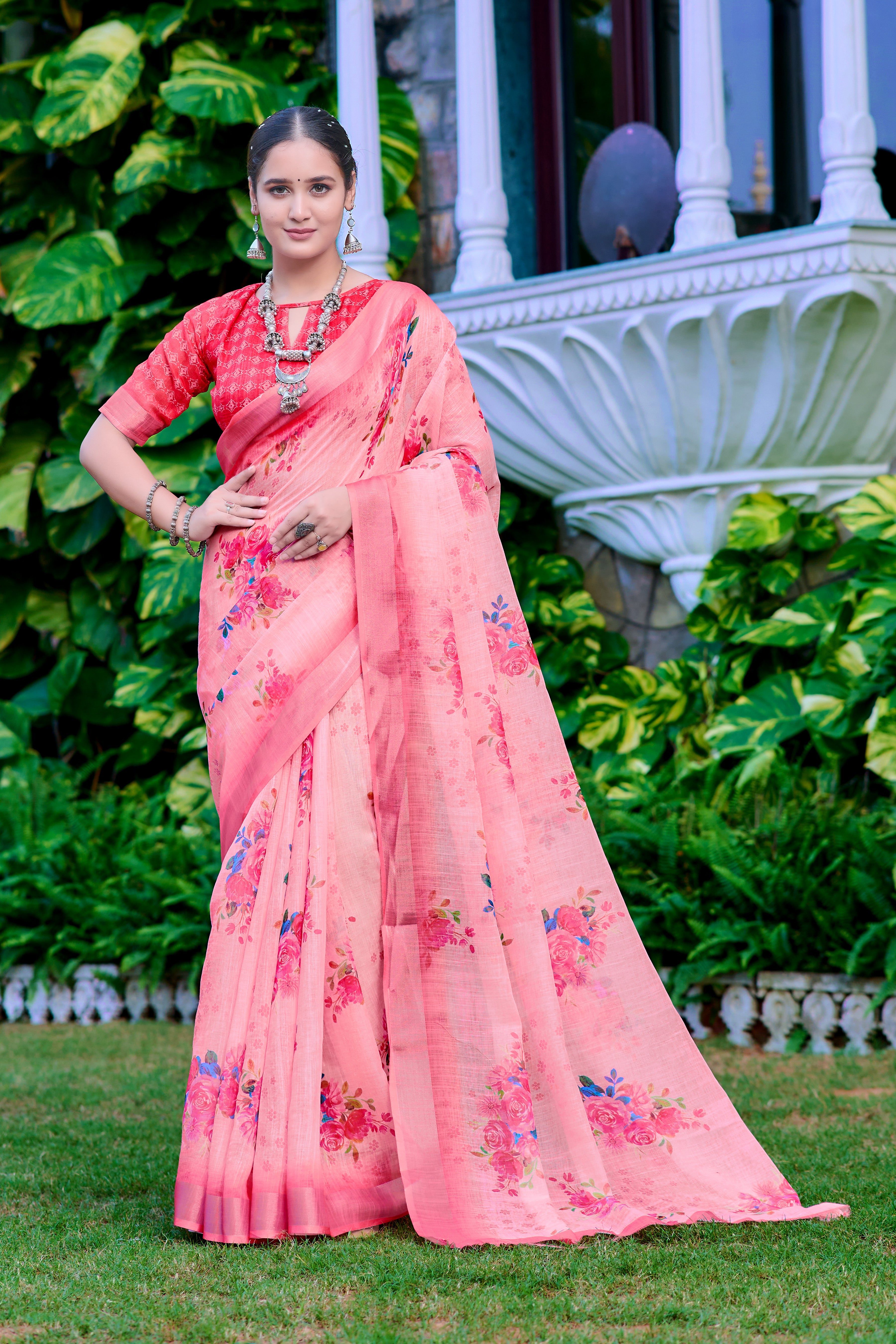 FANCY COTTON LINEN SAREE WITH SUPERB DIGITAL PRINT