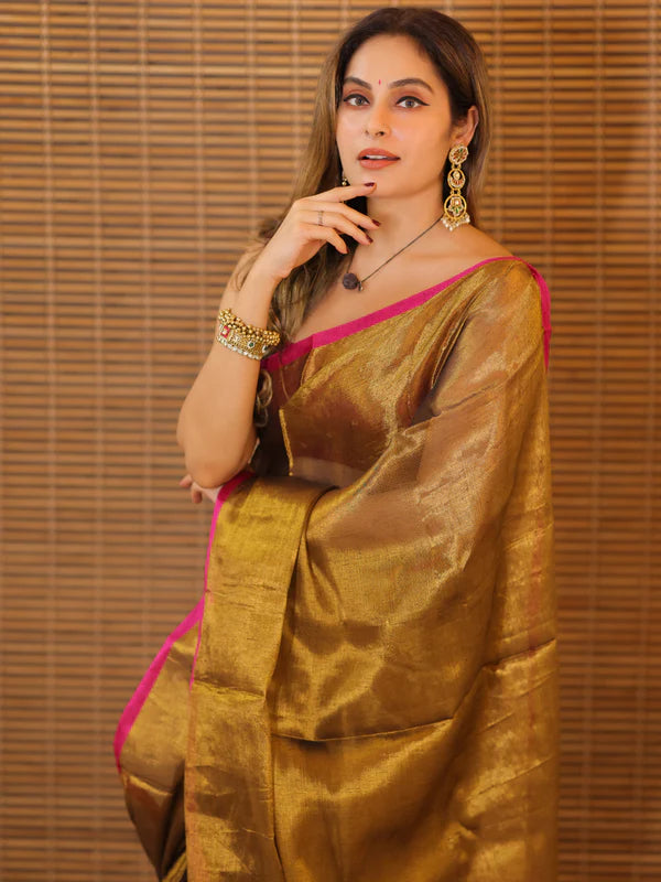 GOLD Tissue Mul Saree