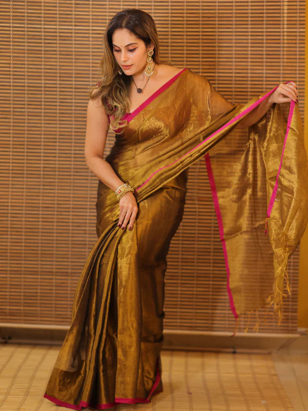 GOLD Tissue Mul Saree