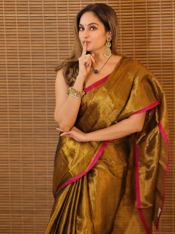 GOLD Tissue Mul Saree