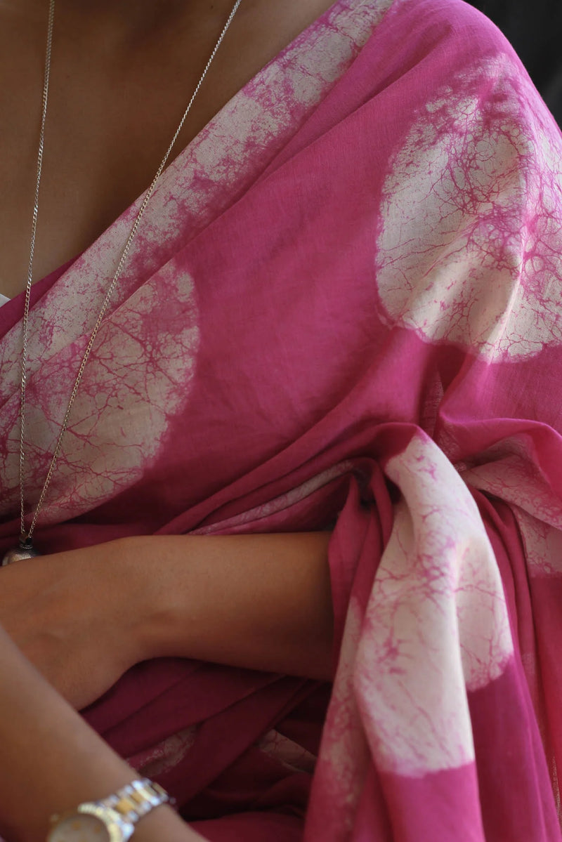 Ambar : Pink Polka Digital Print Saree