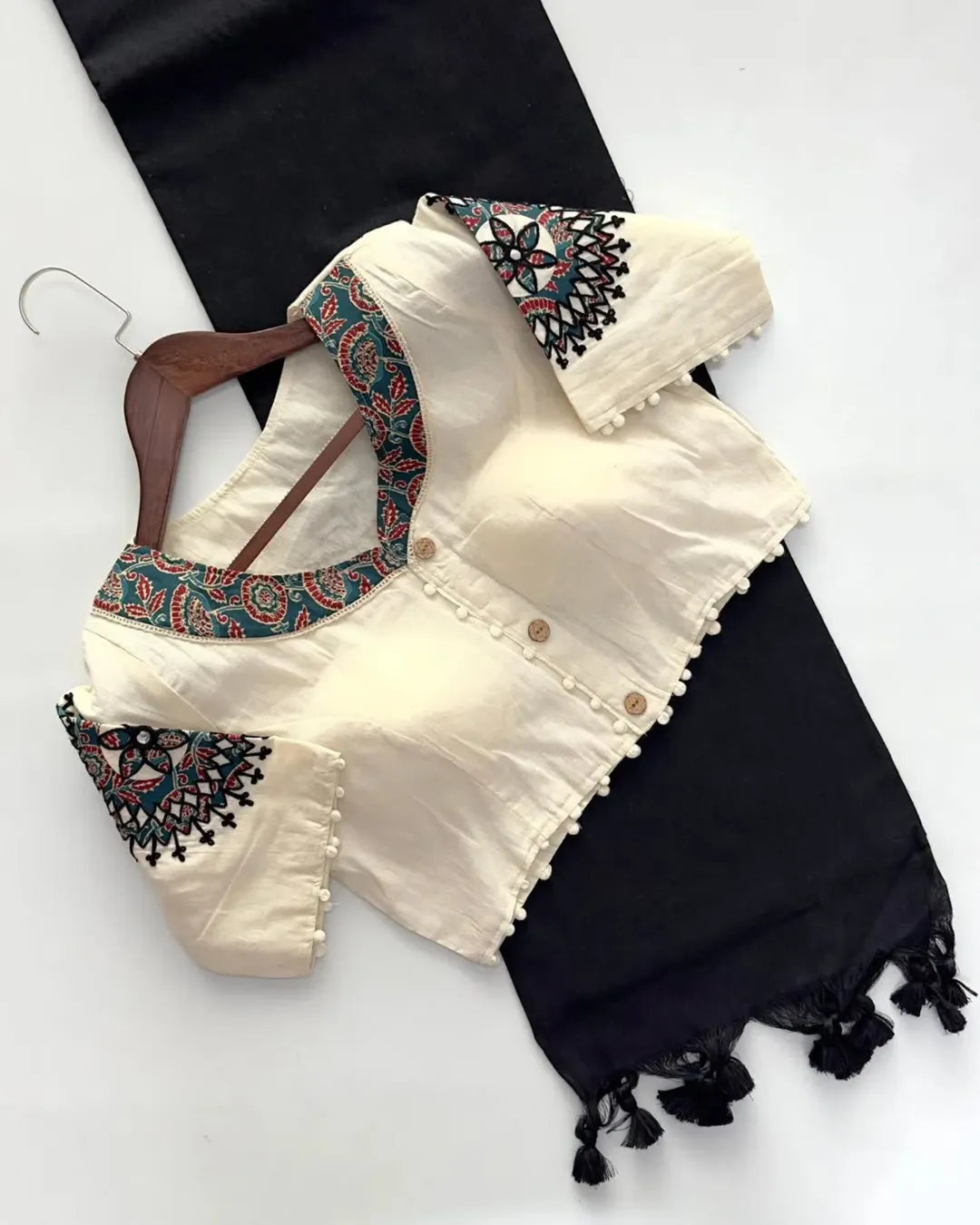 Khadi cotton saree with khadi cotton readymade blouse