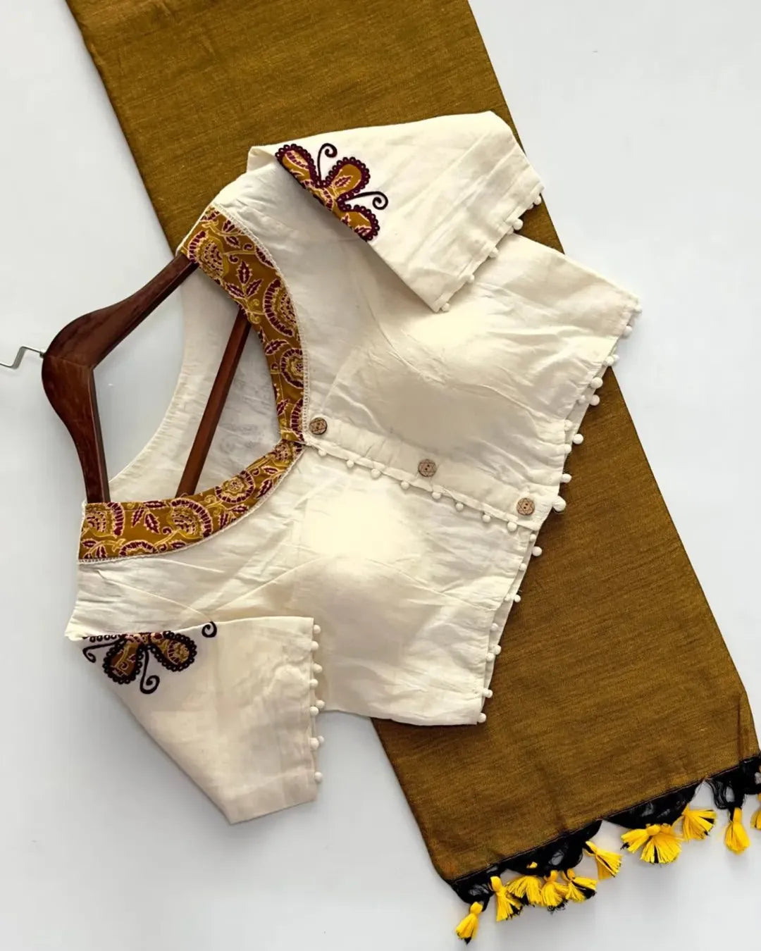 Khadi cotton saree with khadi cotton readymade blouse