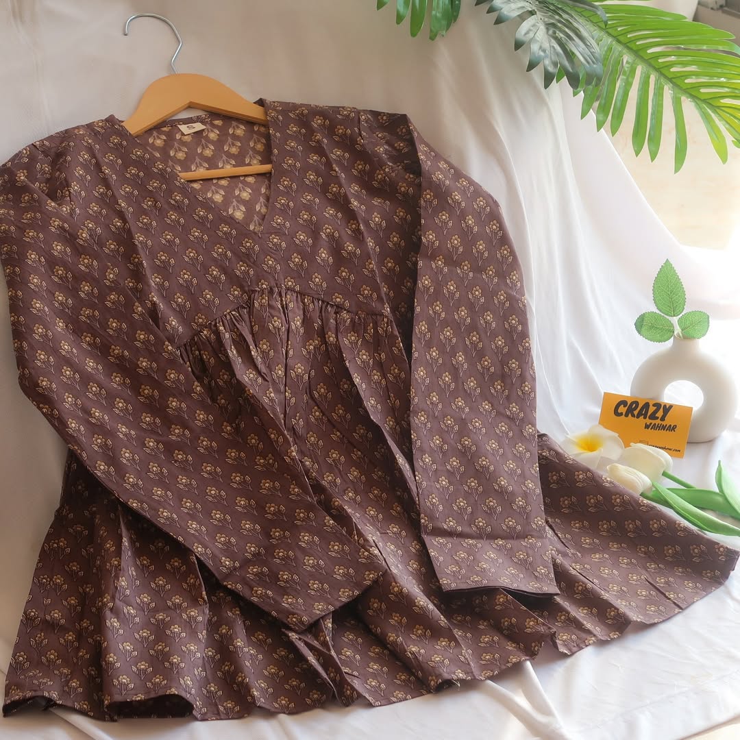 Full Sleeve Cotton Printed Short Kurti