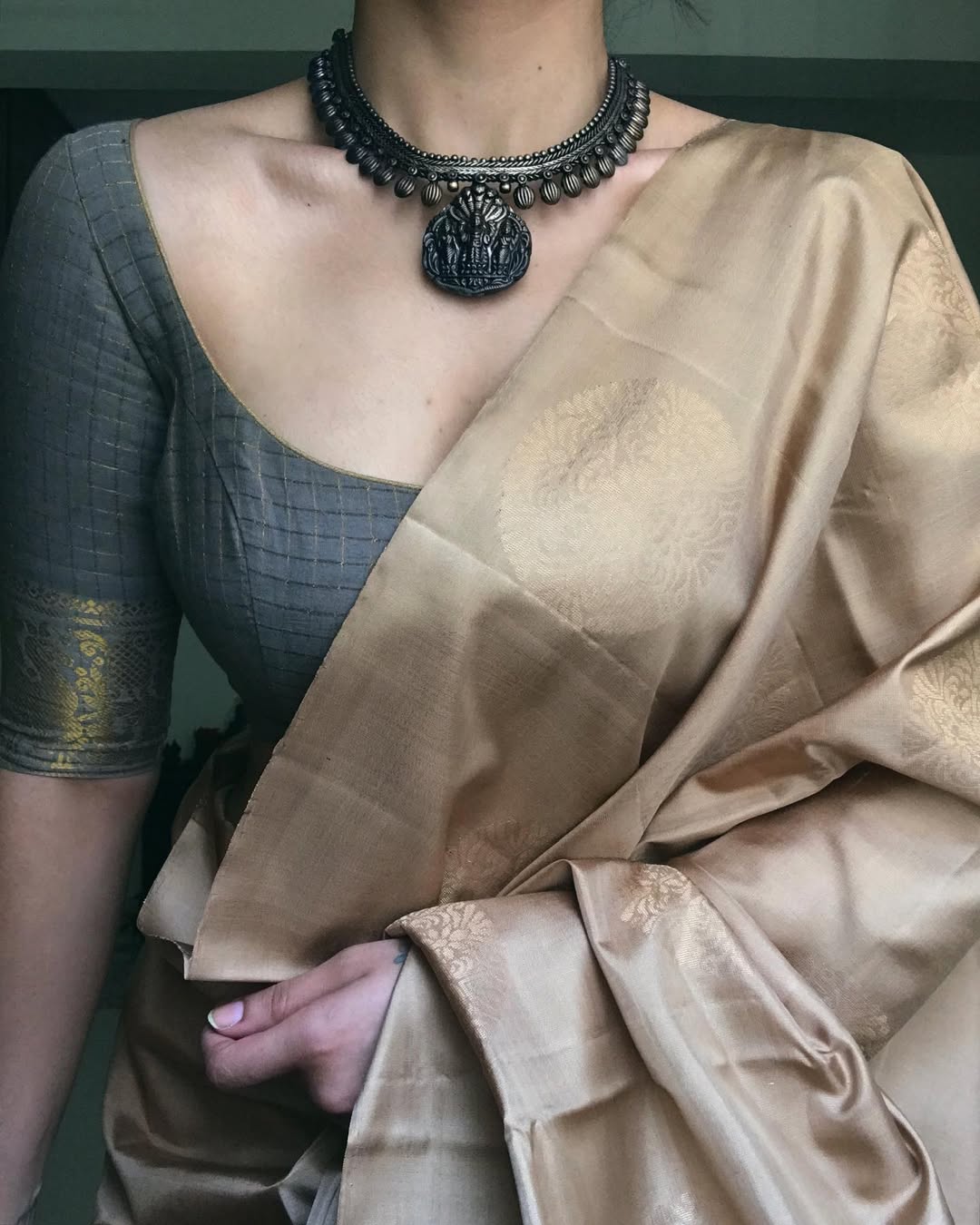 CREAM TISSUE SAREE