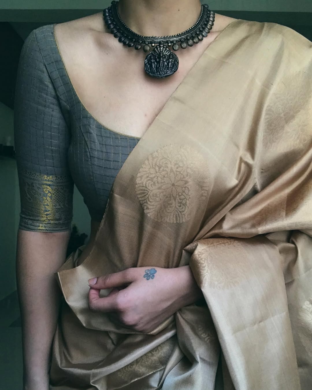 CREAM TISSUE SAREE