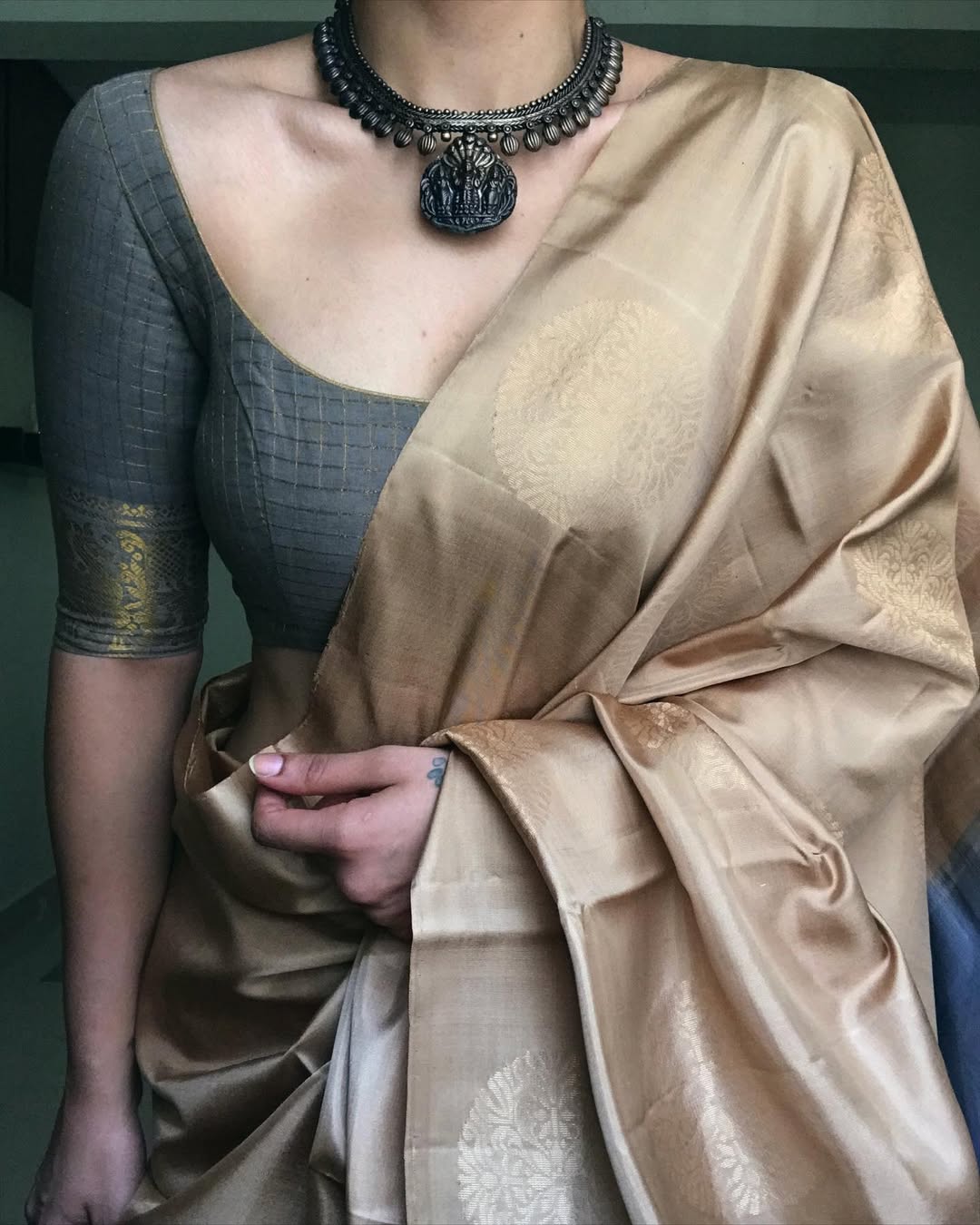 CREAM TISSUE SAREE