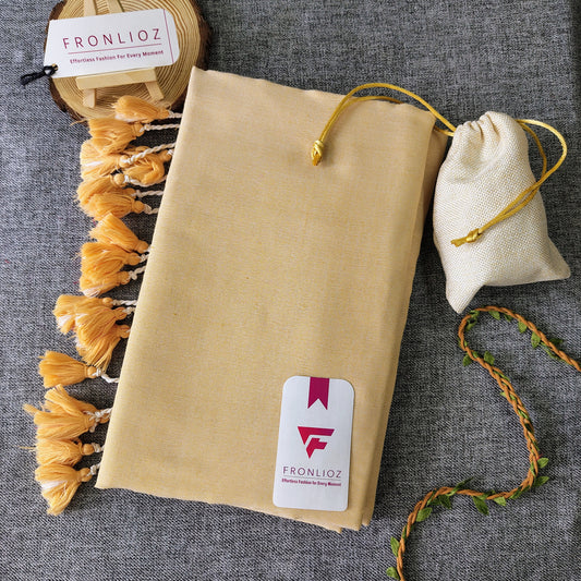 Cream Handloom Cotton Saree With PomPom-Fronlioz