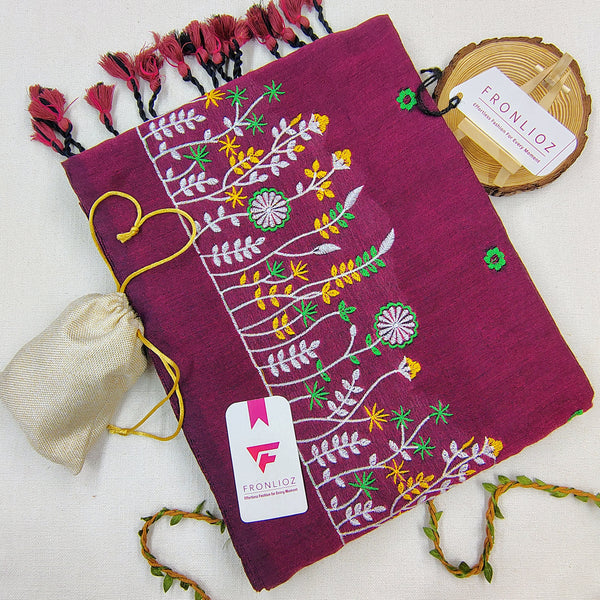 Pure Soft Cotton Embroidered Saree-Fronlioz