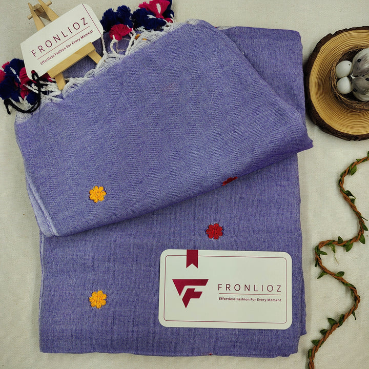 Pure Soft Cotton Embroidered Saree-Fronlioz