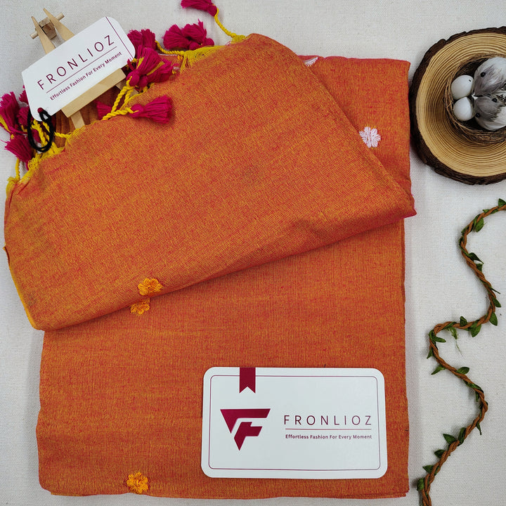 Pure Soft Cotton Embroidered Saree-Fronlioz