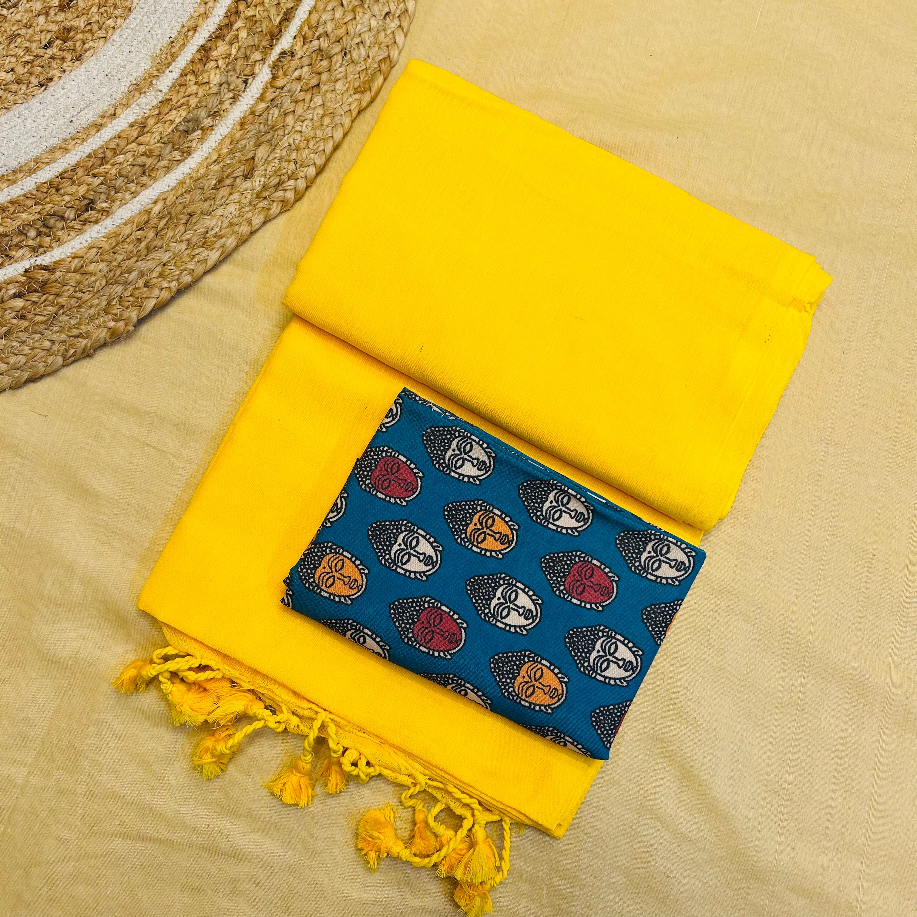 Yello colour traditional looking chanderi cotton saree