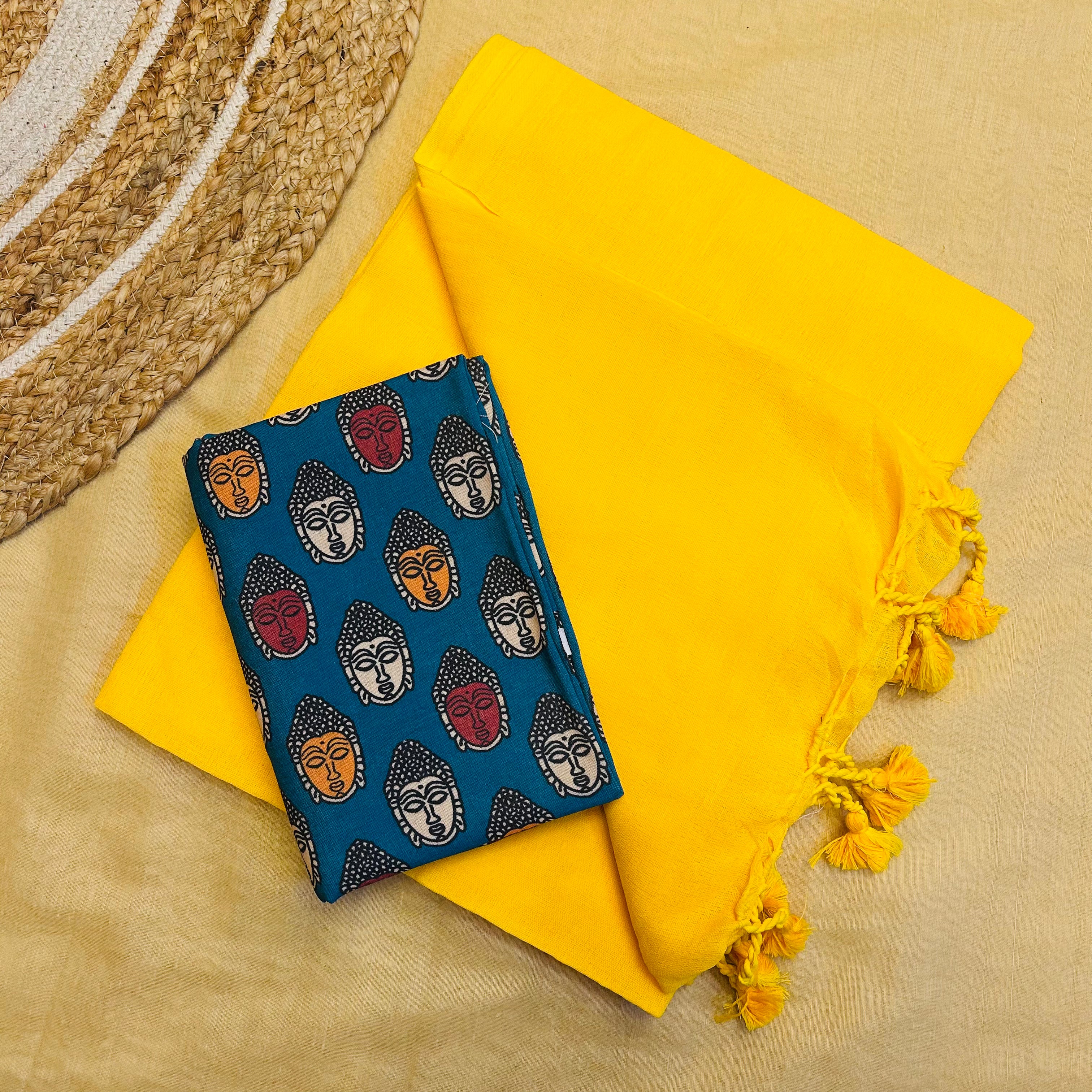 Yello colour traditional looking chanderi cotton saree