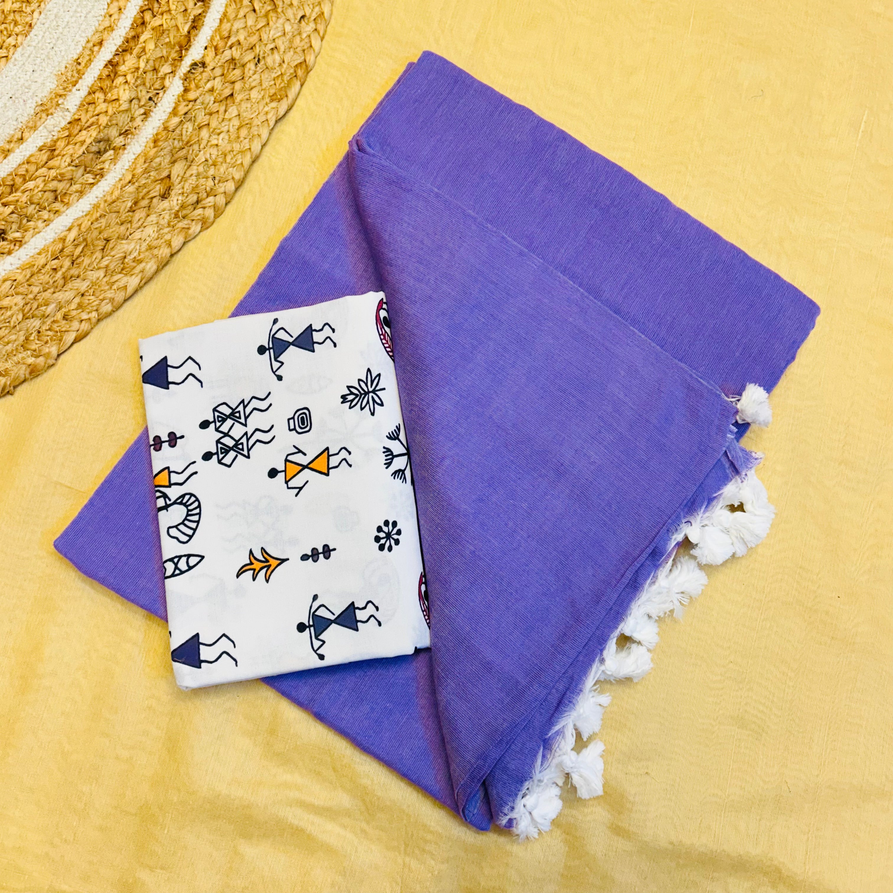 Purple colour traditional looking chanderi cotton saree