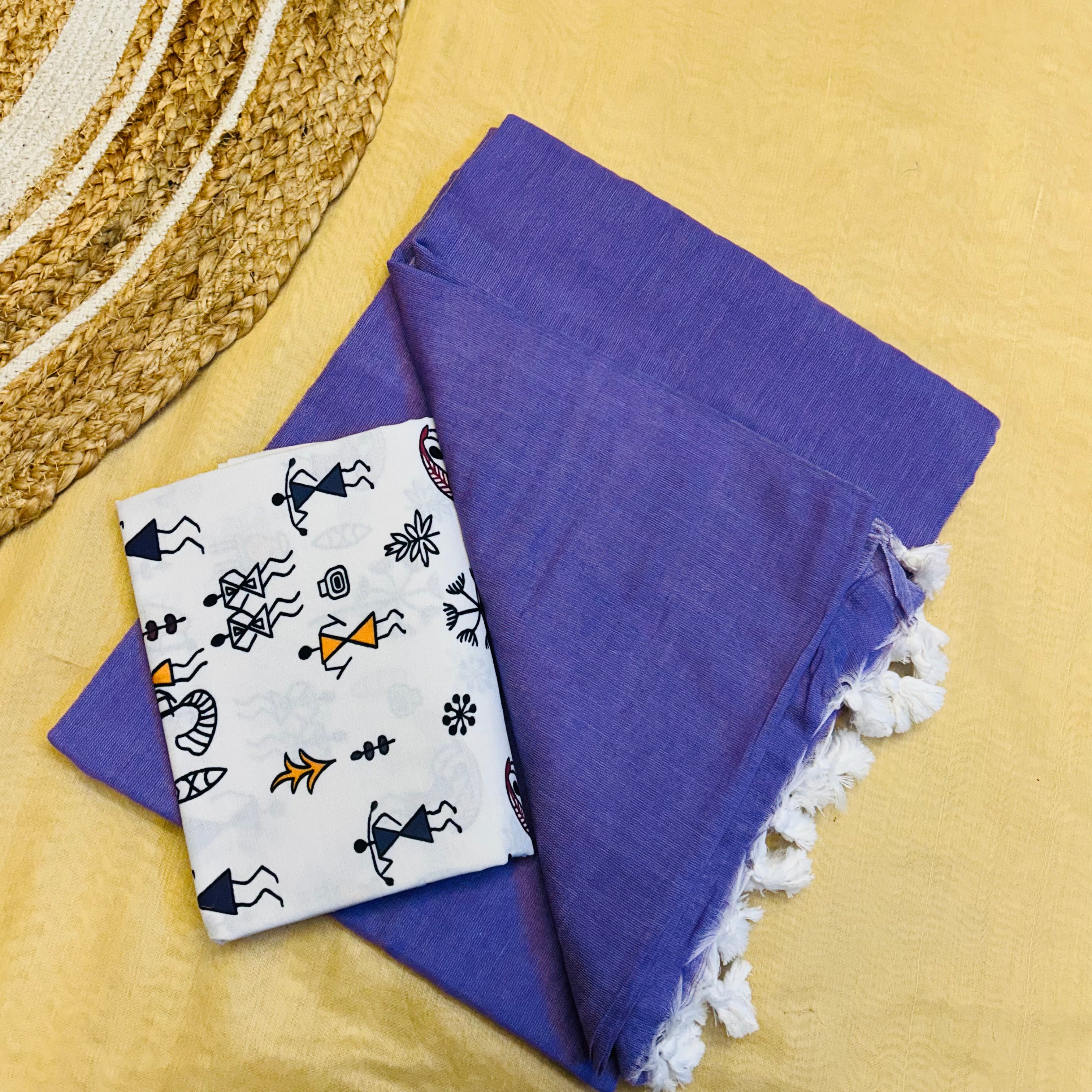 Purple colour traditional looking chanderi cotton saree