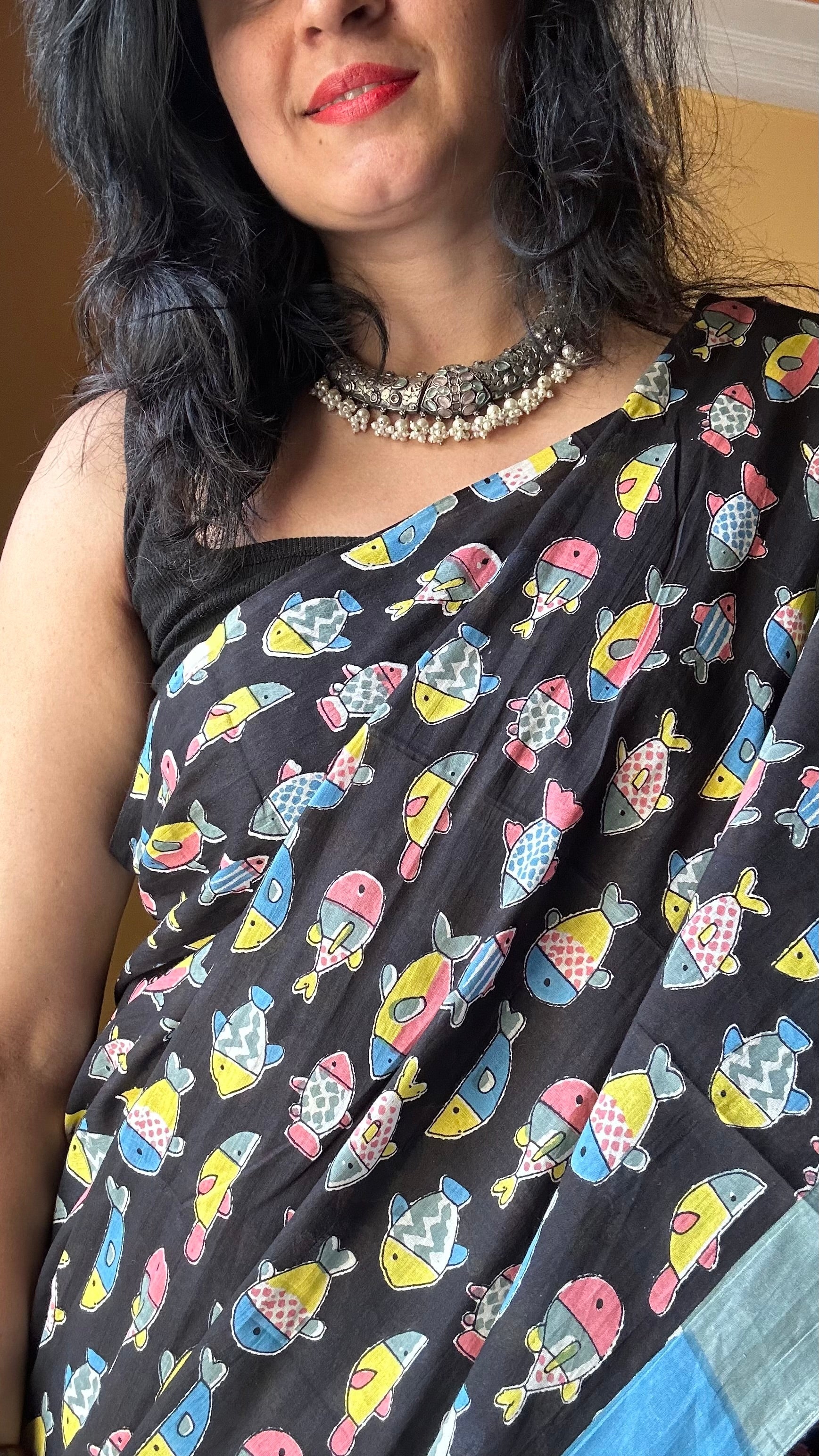 Quirky Print Mul Cotton Saree