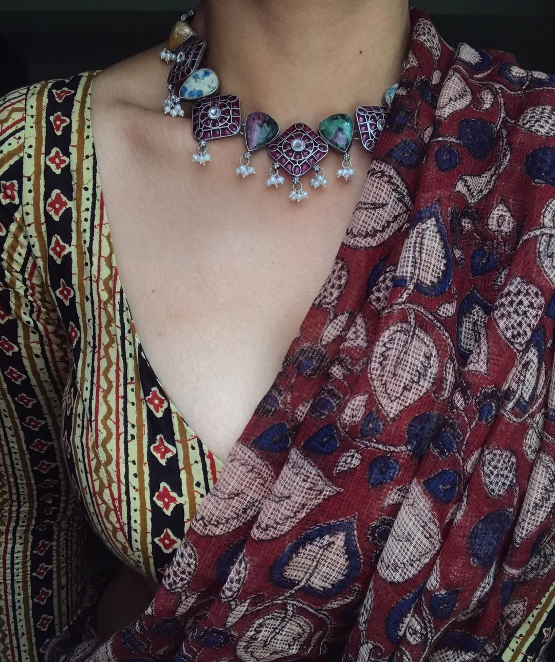 WINE PRINTED SAREE