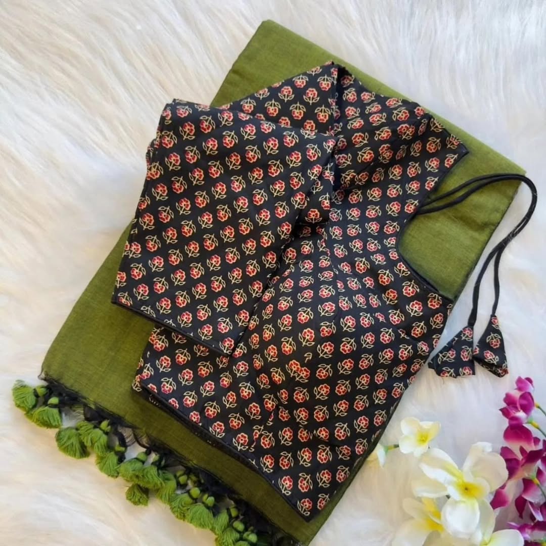 Pure Khadi Saree Blouse Combo