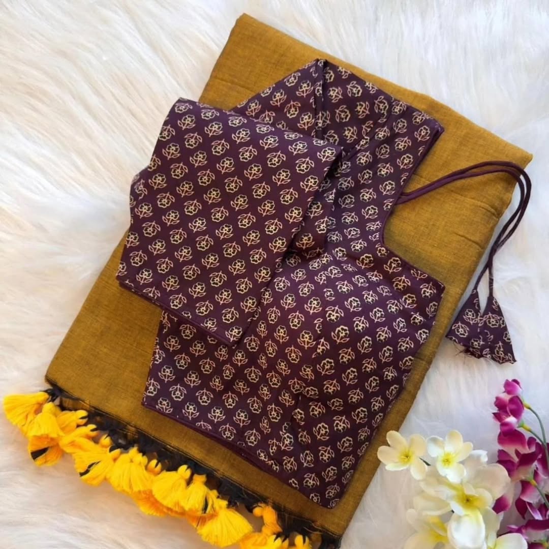 Pure Khadi Saree Blouse Combo