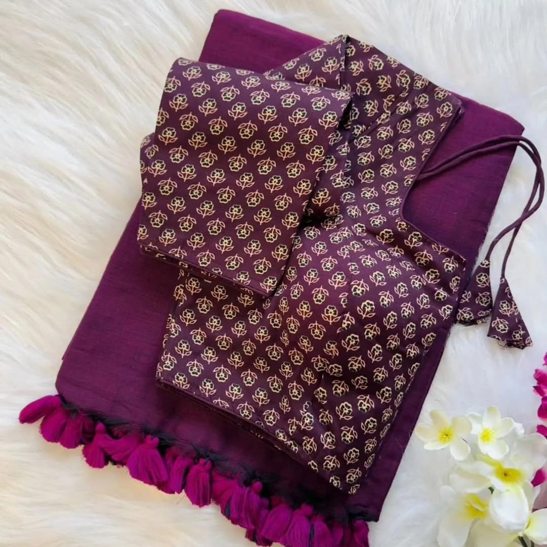 Pure Khadi Saree Blouse Combo