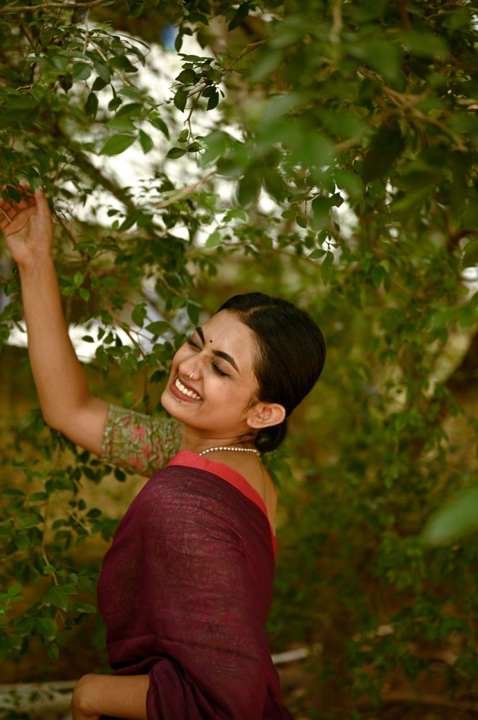 Maroon colour traditional looking chanderi cotton saree