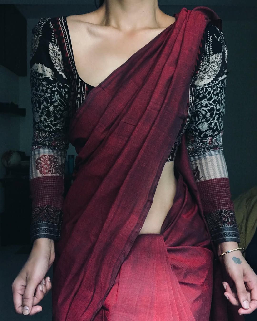 MAROON COTTON SAREE