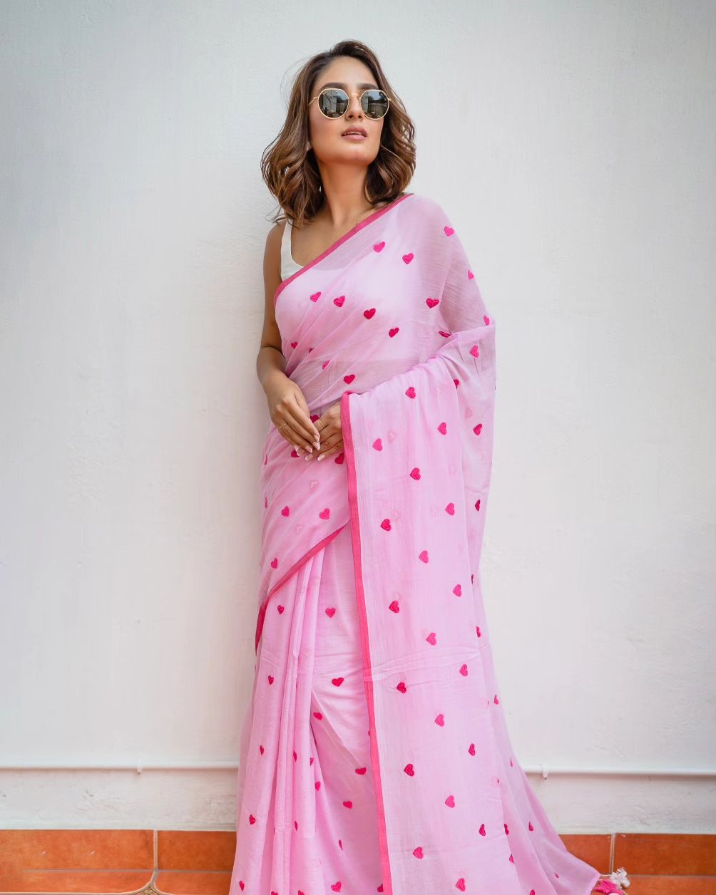 Pink Love Mulmul Cotton Saree