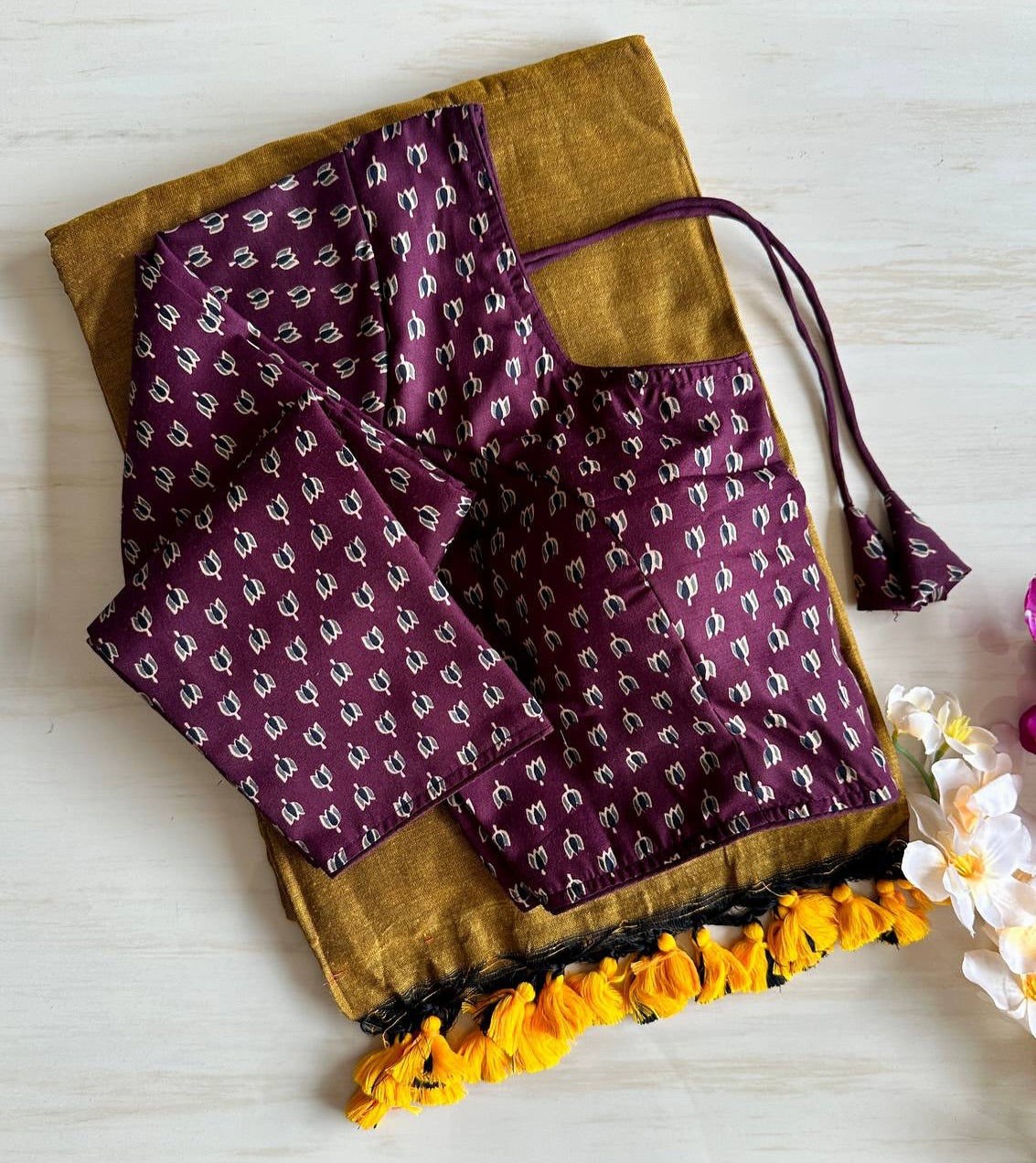 Pure Khadi Saree Blouse Combo