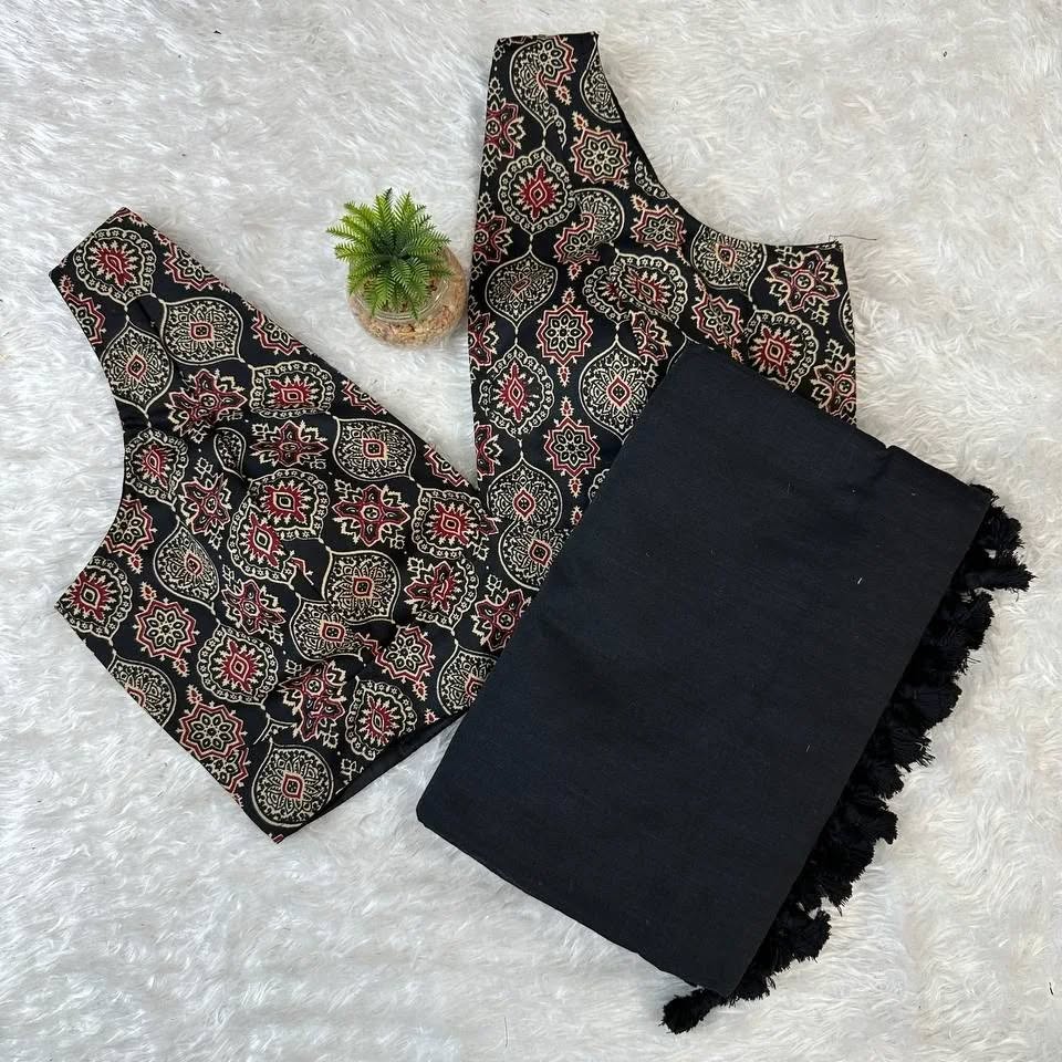 Pure Khadi Saree Blouse Combo