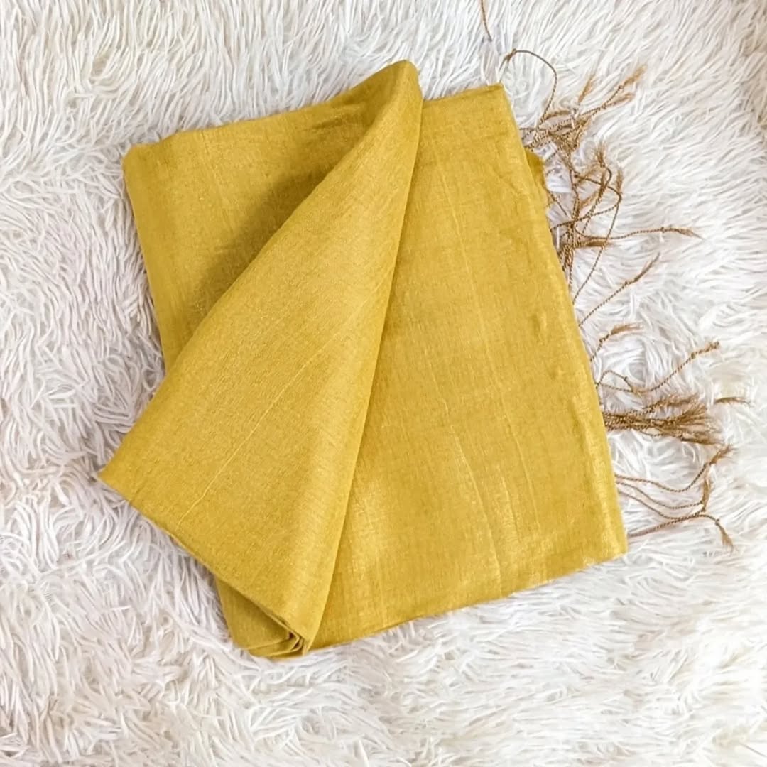 Yellow Tissue Mul Saree