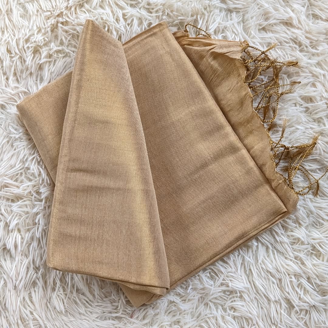 Cream Tissue Mul Saree