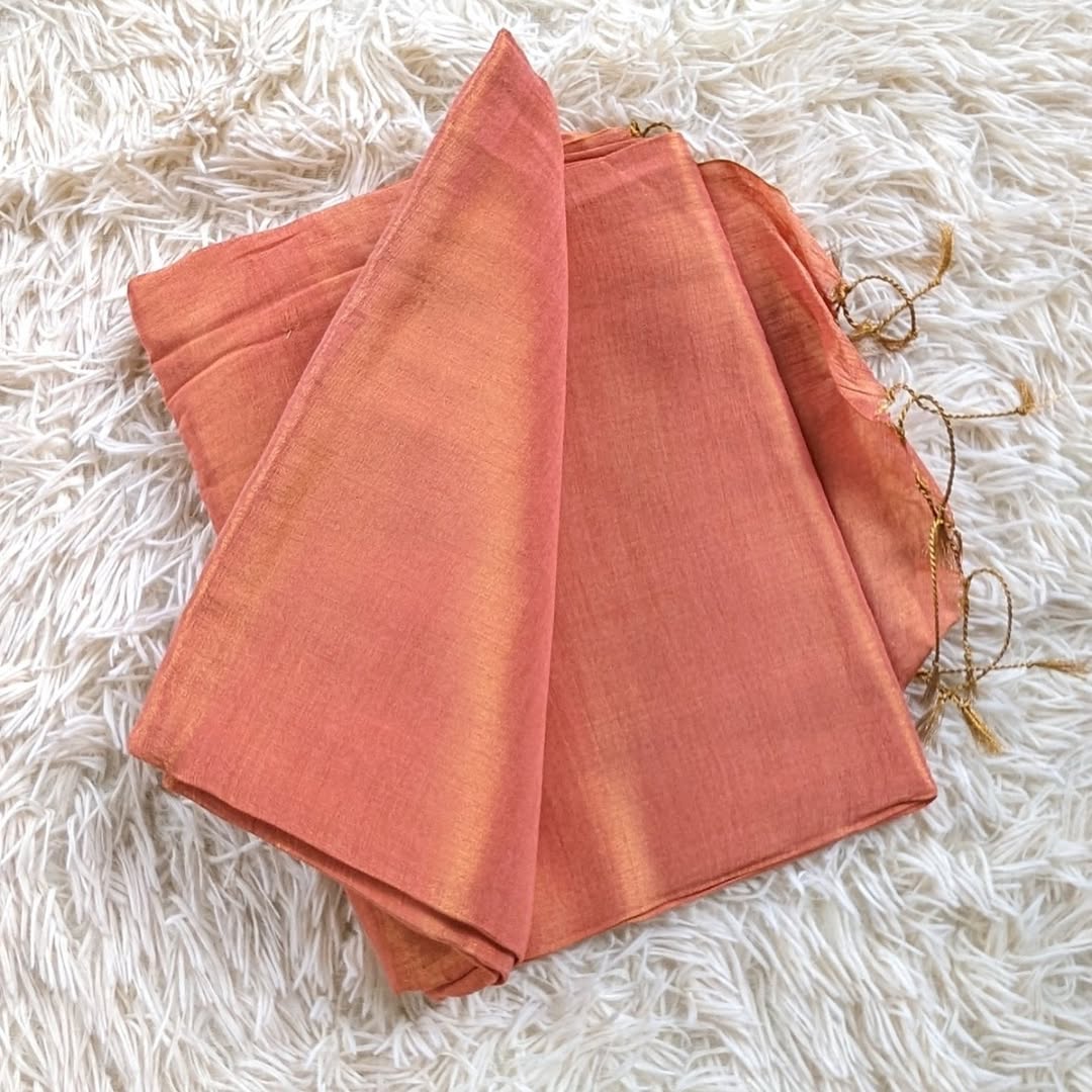 Peach Tissue Mul Saree