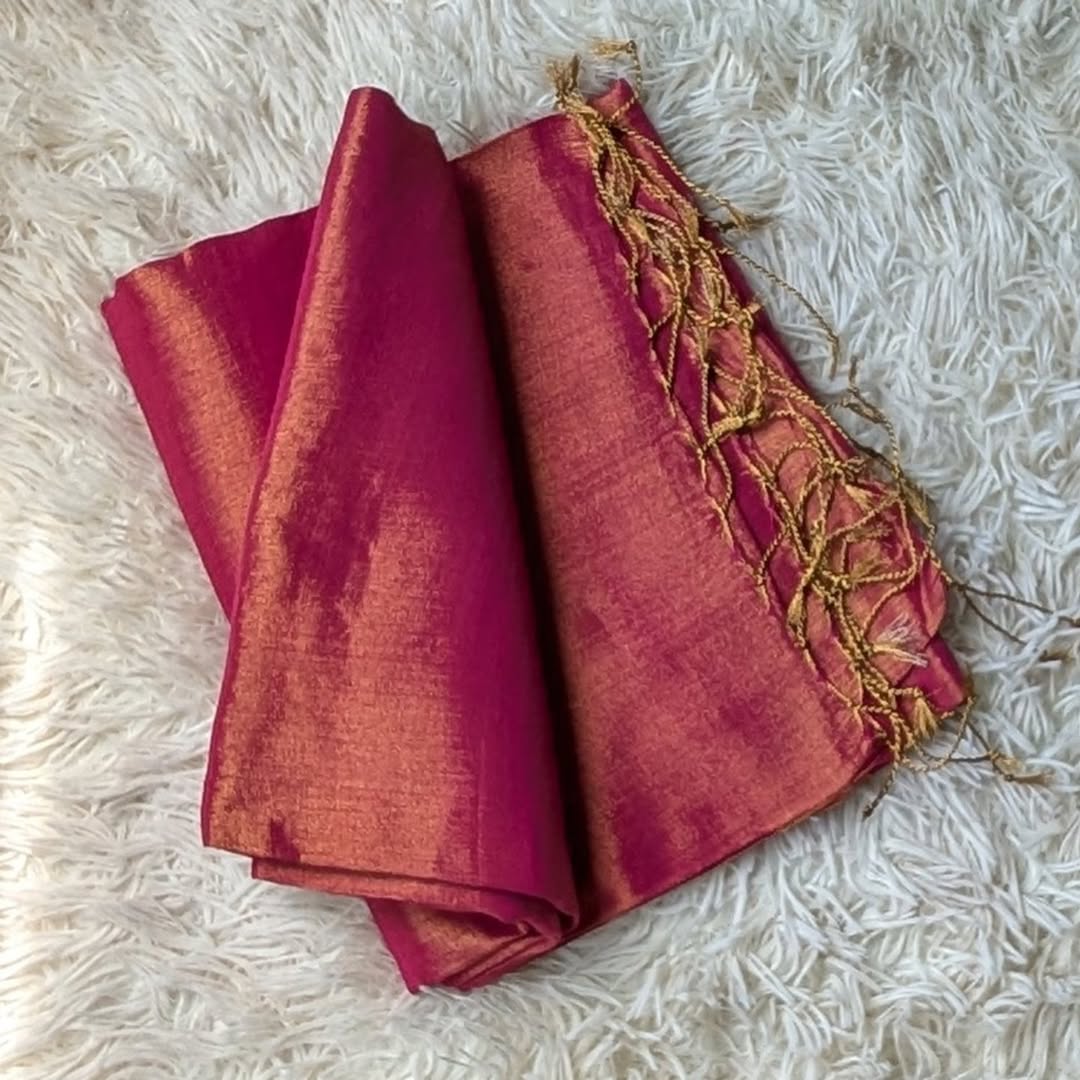 Vibrant Pink Tissue Mul Saree