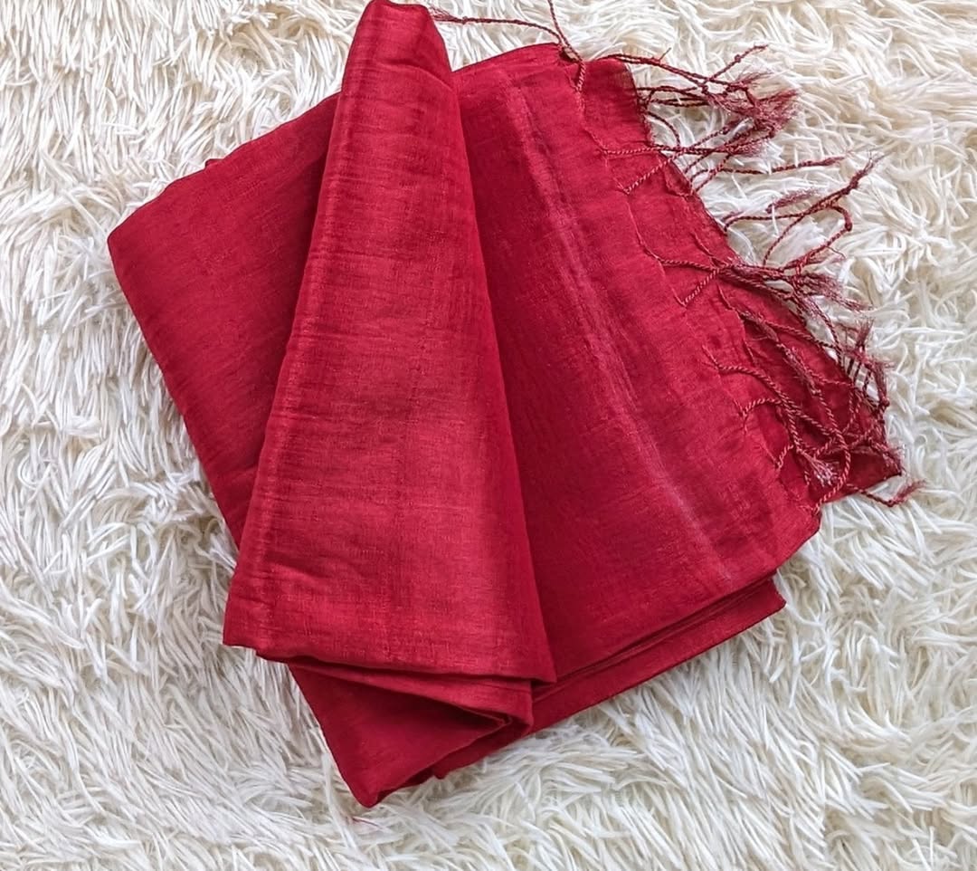 Red Tissue Mul Saree